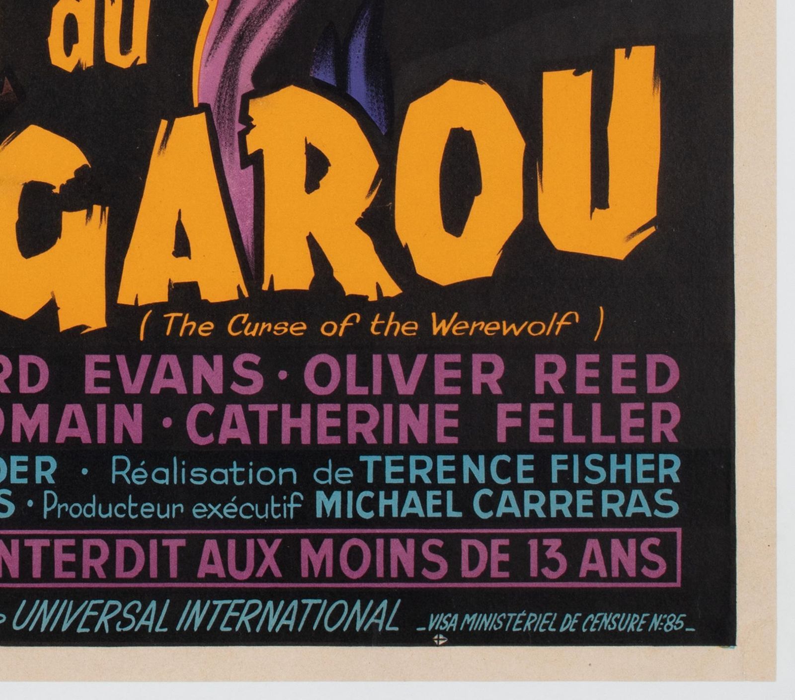 Affiche française Moyenne du film The Curse Of The Werewolf, 1961, Guy Gerard Noel. photo vintage