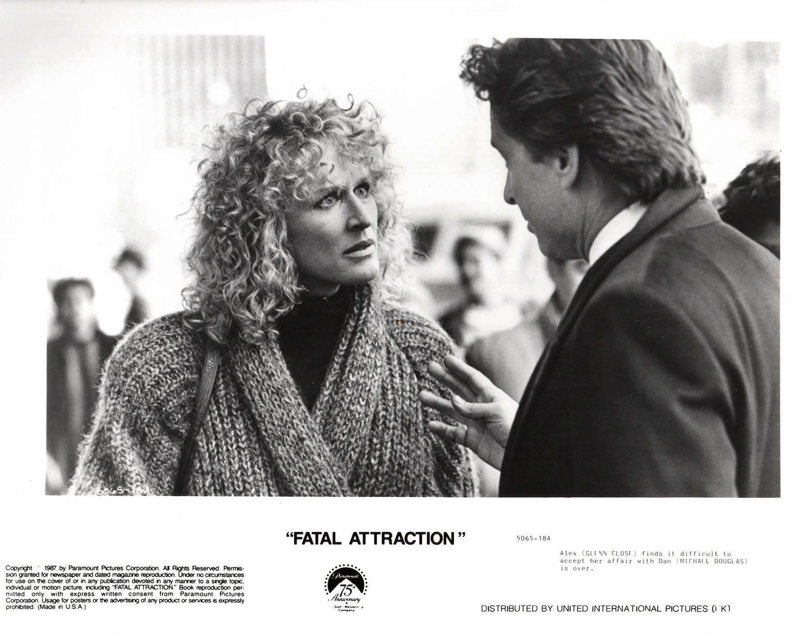 Fatal Attraction 1987 Publicity Film Movie Press Still Framed photo vinterior