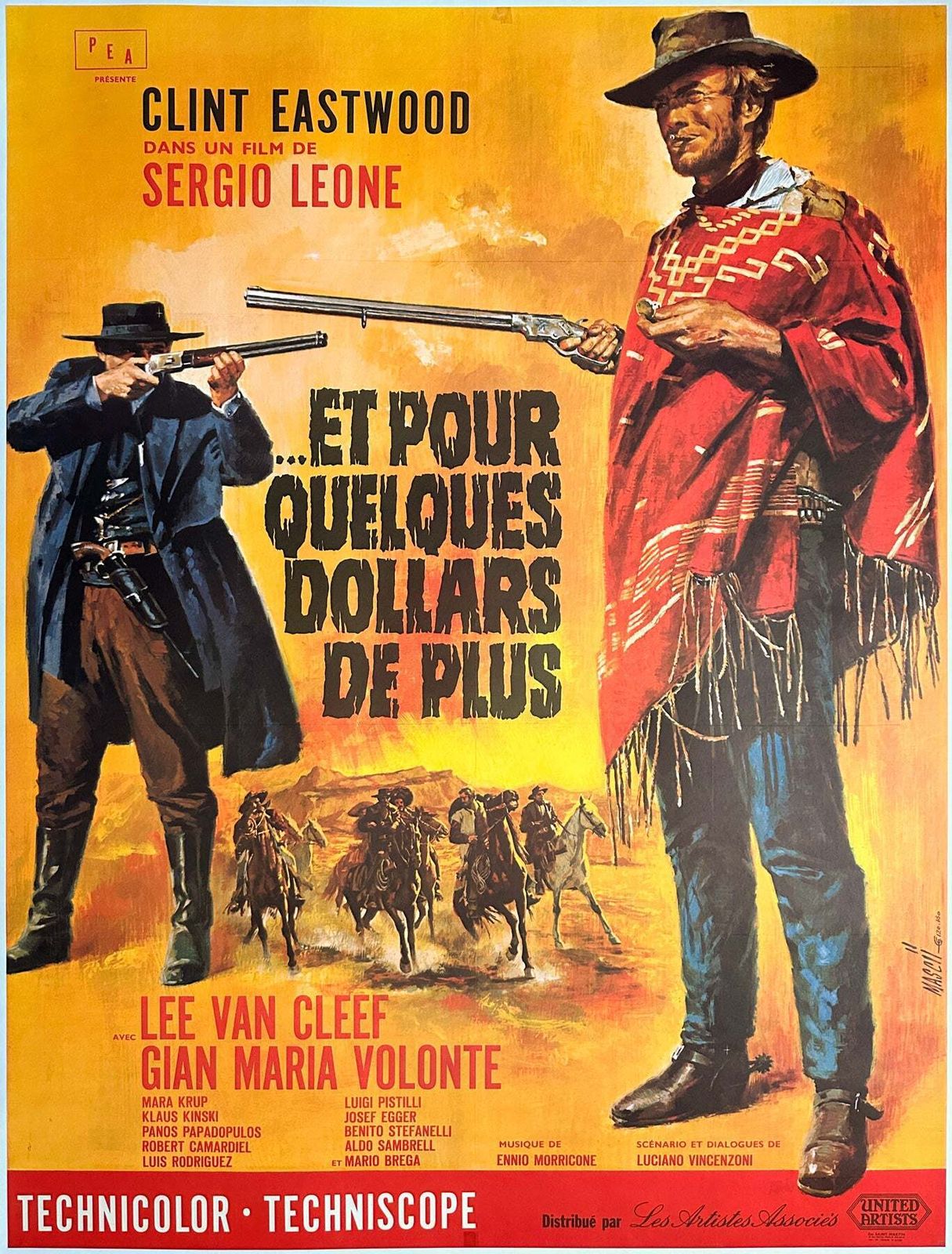 For A Few Dollars More 1966 French Grande Film Poster, Jean Mascii