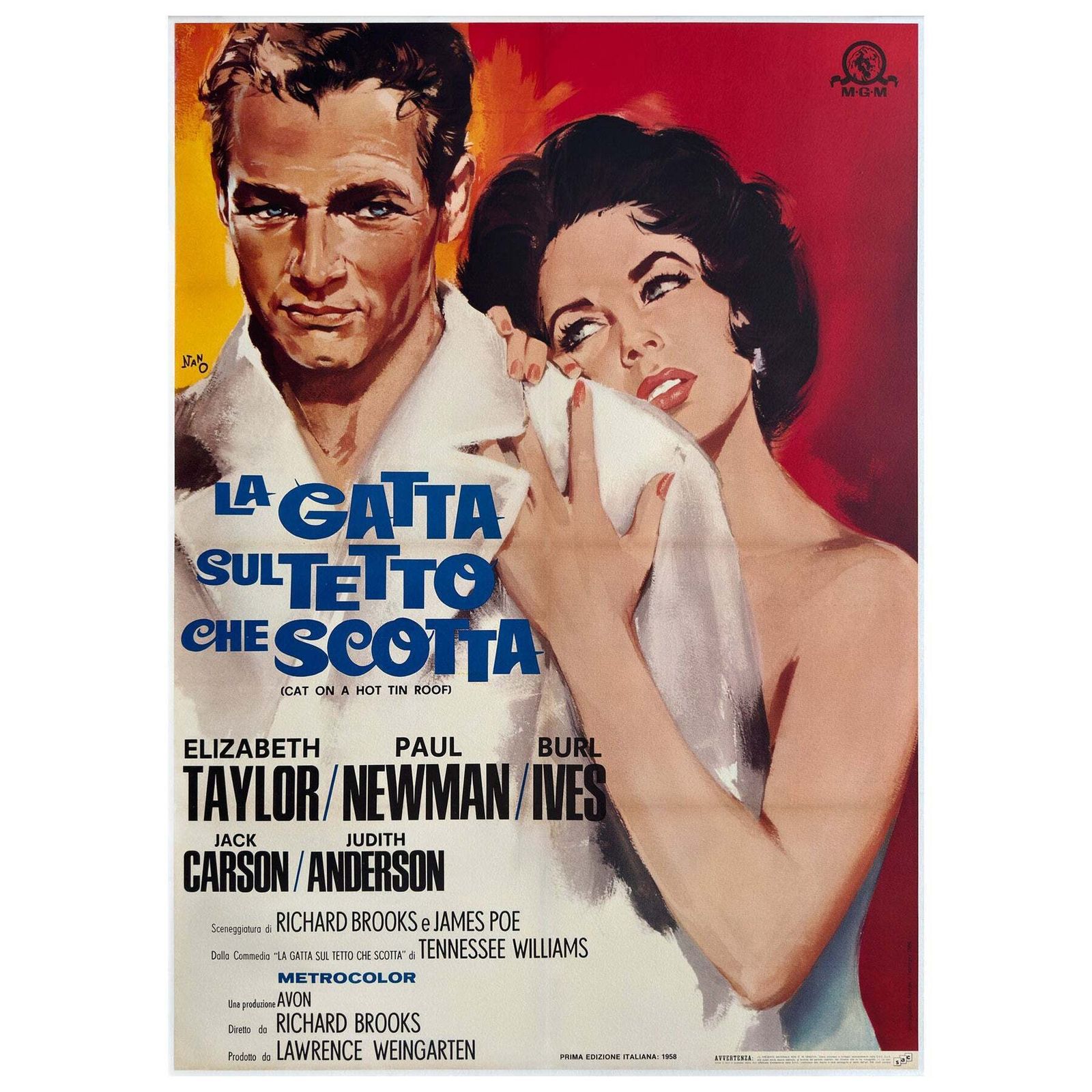 Cat On A Hot Tin Roof R1966 Italiaans 2 Foglio Filmposter, Silvano Campeggi.