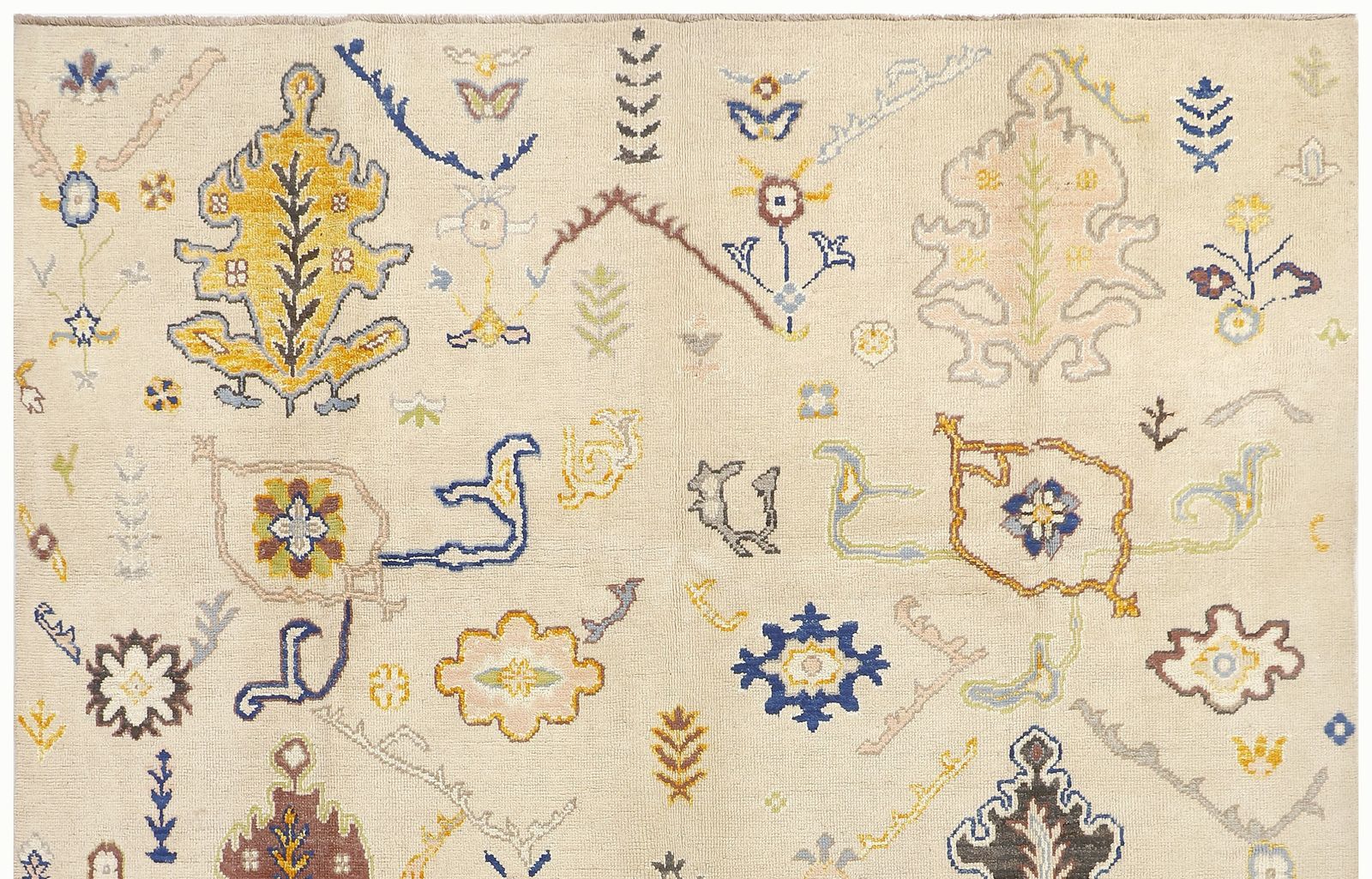 Ivory Oushak Handmade Turkish 8x10 Neutral Minimalist Area Rug photo Textiles