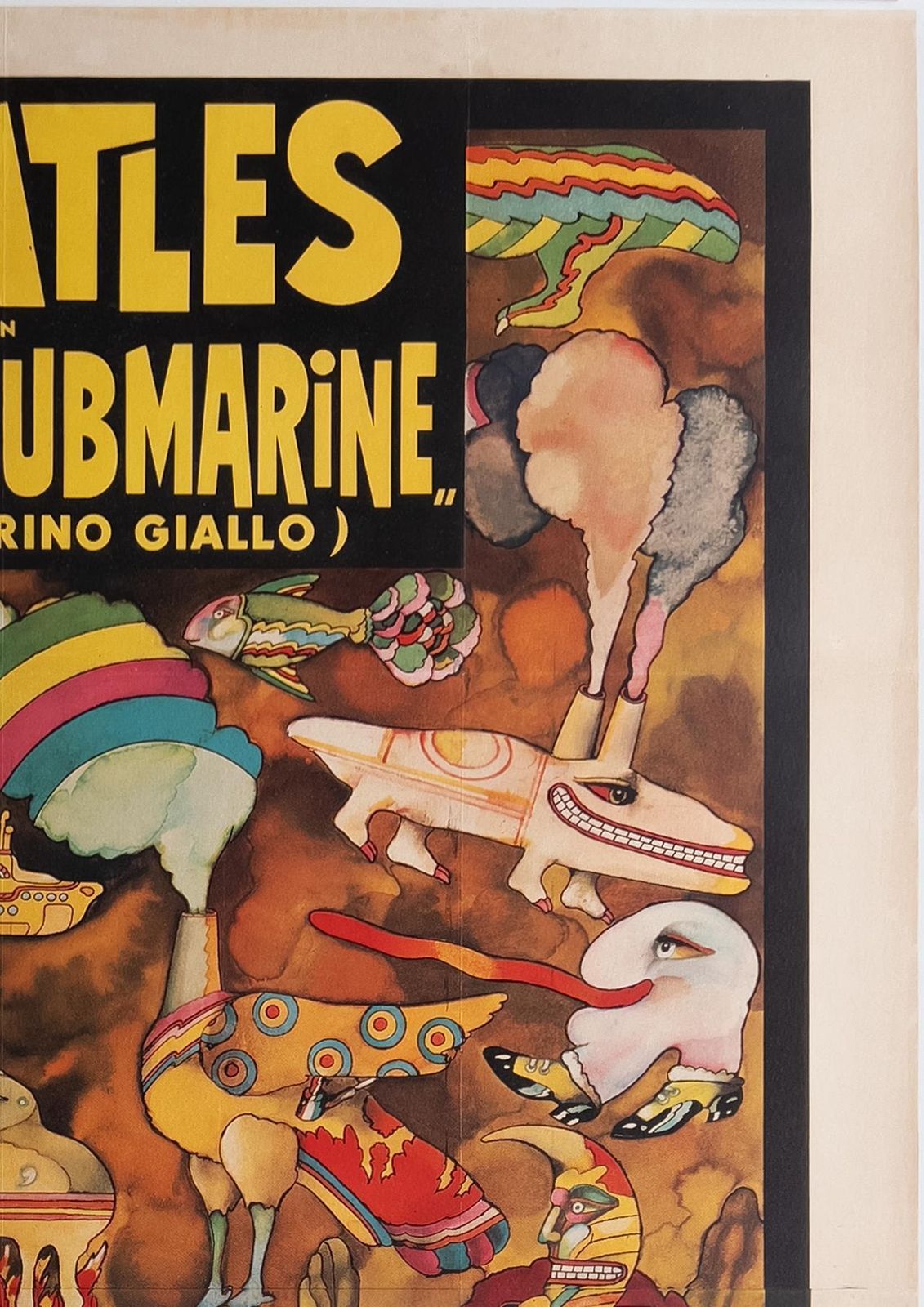 Affiche de cinéma italienne Yellow Submarine, 1968, 4 Foglio, marouflée sur toile de lin photo for sale