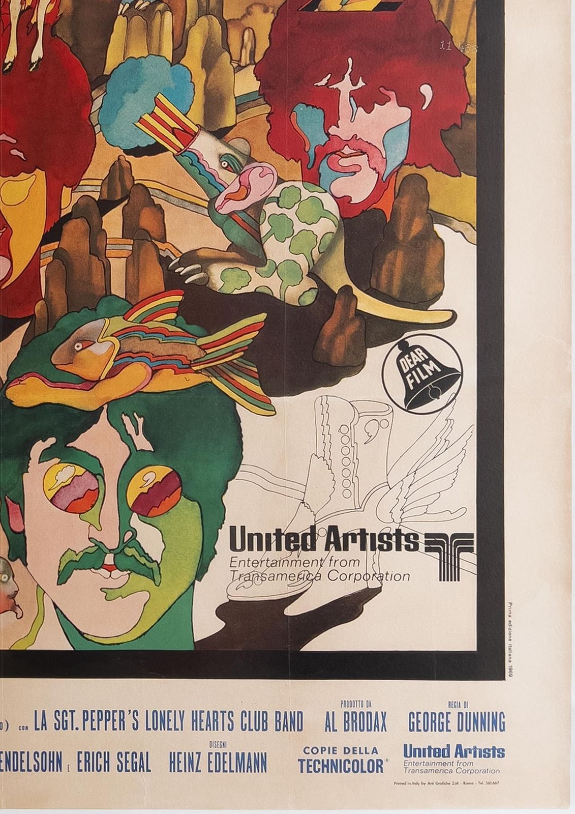 Affiche de cinéma italienne Yellow Submarine, 1968, 4 Foglio, marouflée sur toile de lin photo 5250.0