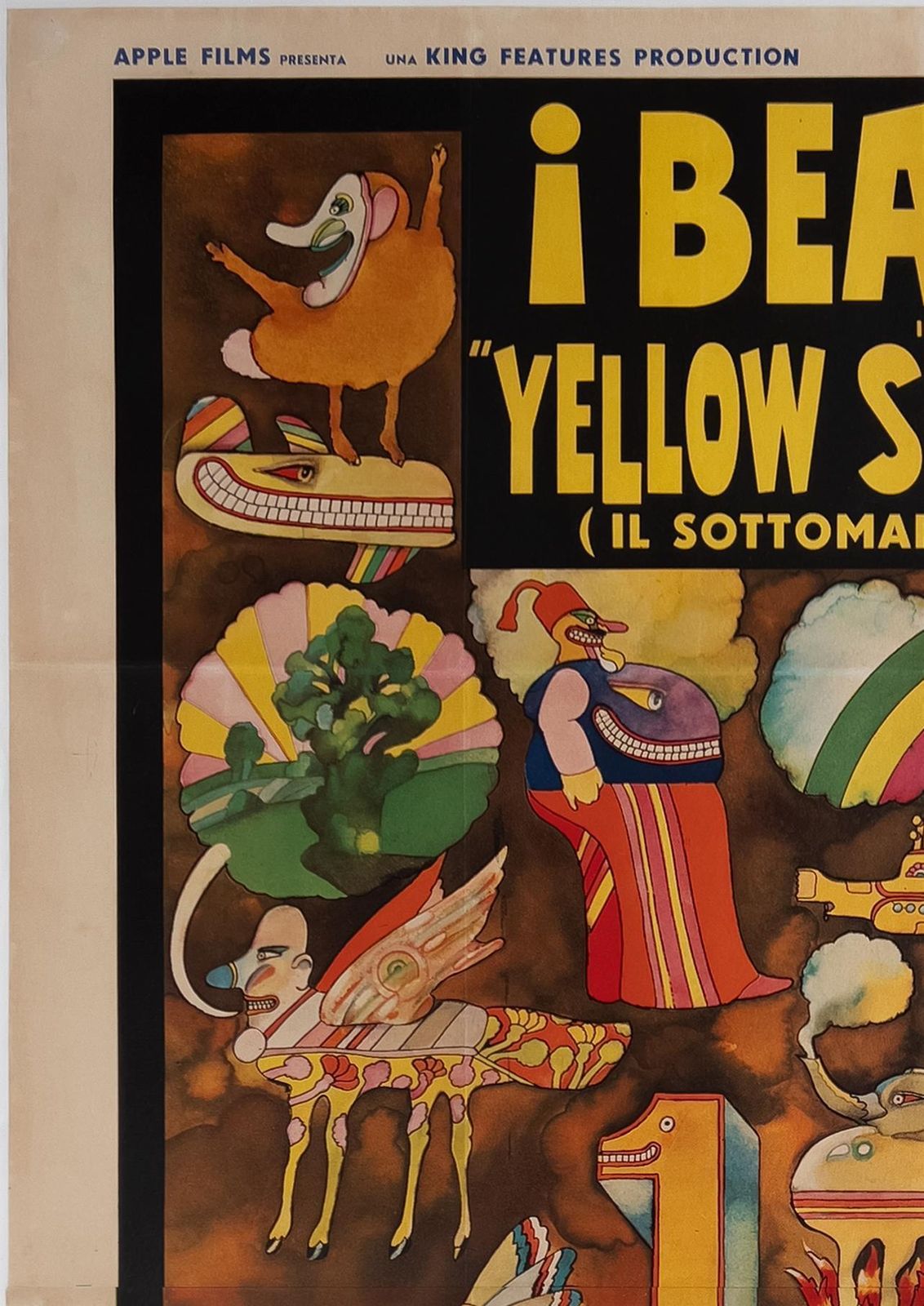 Affiche de cinéma italienne Yellow Submarine, 1968, 4 Foglio, marouflée sur toile de lin photo vinterior