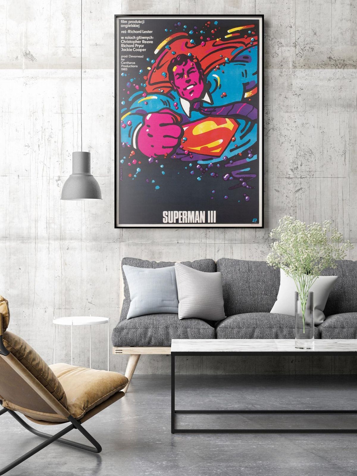 Superman 3 Pools filmposter, 1985, Waldemar Swierzy photo furniture