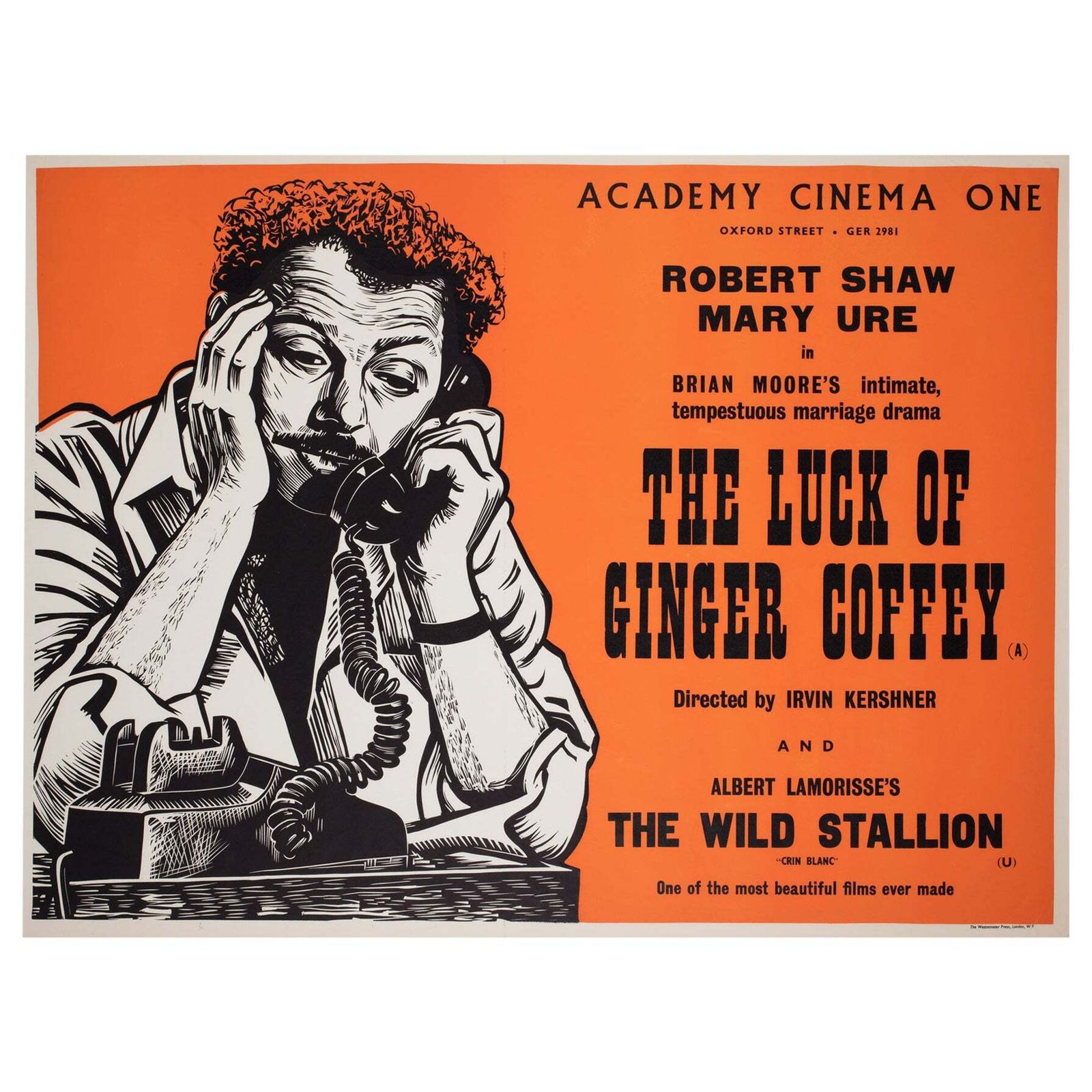 "The Luck Of Ginger Coffey", 1965 Academy Cinema Uk Quad Film Poster, Strausfeld