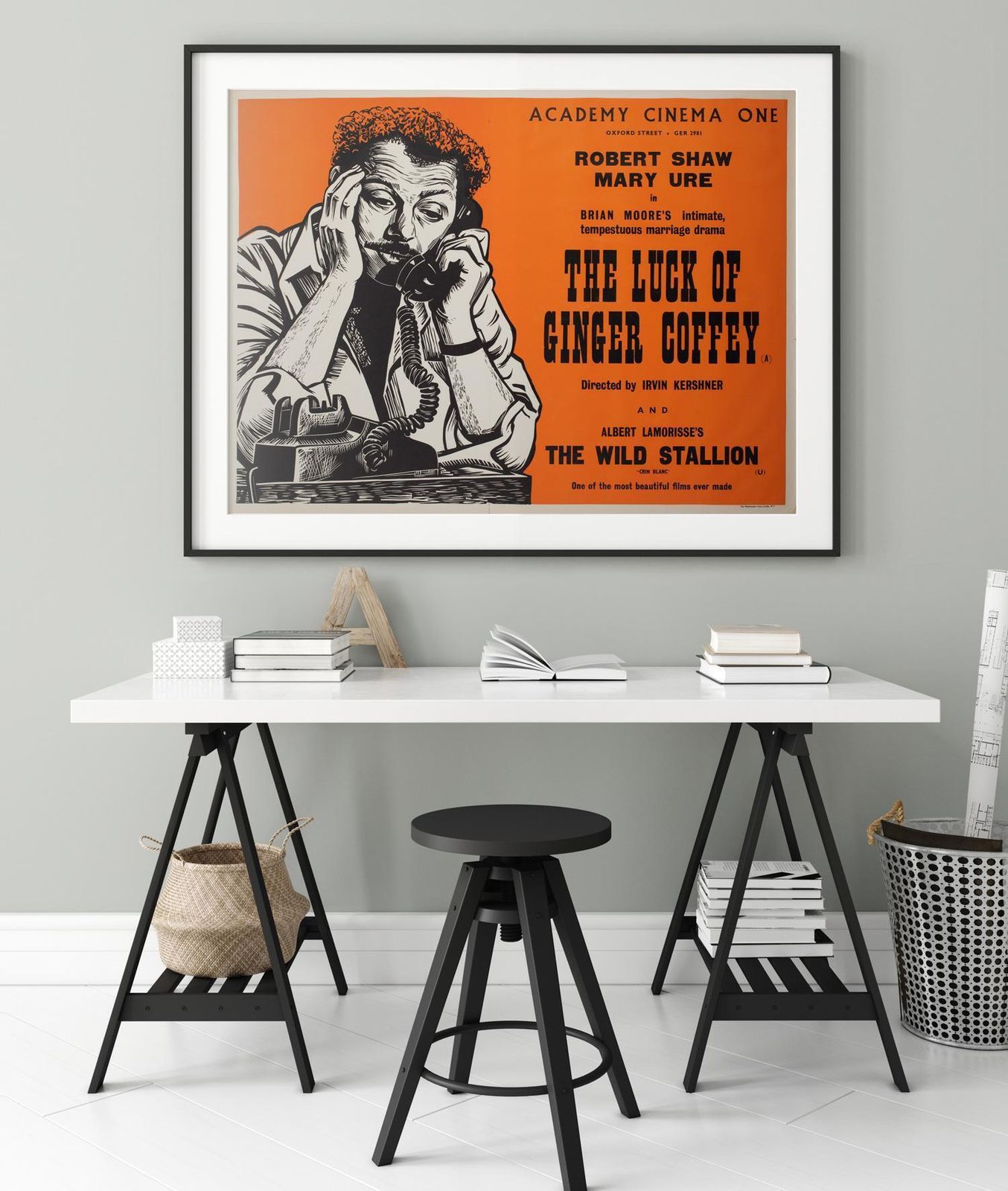 « The Luck Of Ginger Coffey », affiche de cinéma UK Quad, Academy Cinema, 1965, Strausfeld photo furniture