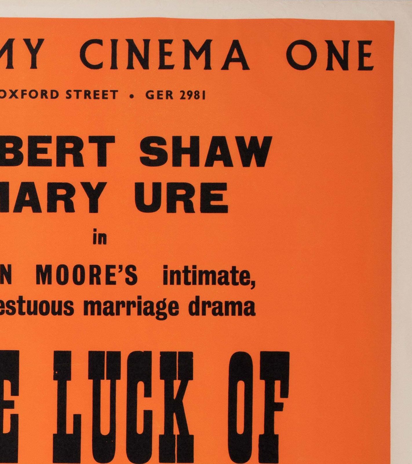 « The Luck Of Ginger Coffey », affiche de cinéma UK Quad, Academy Cinema, 1965, Strausfeld photo 715.0