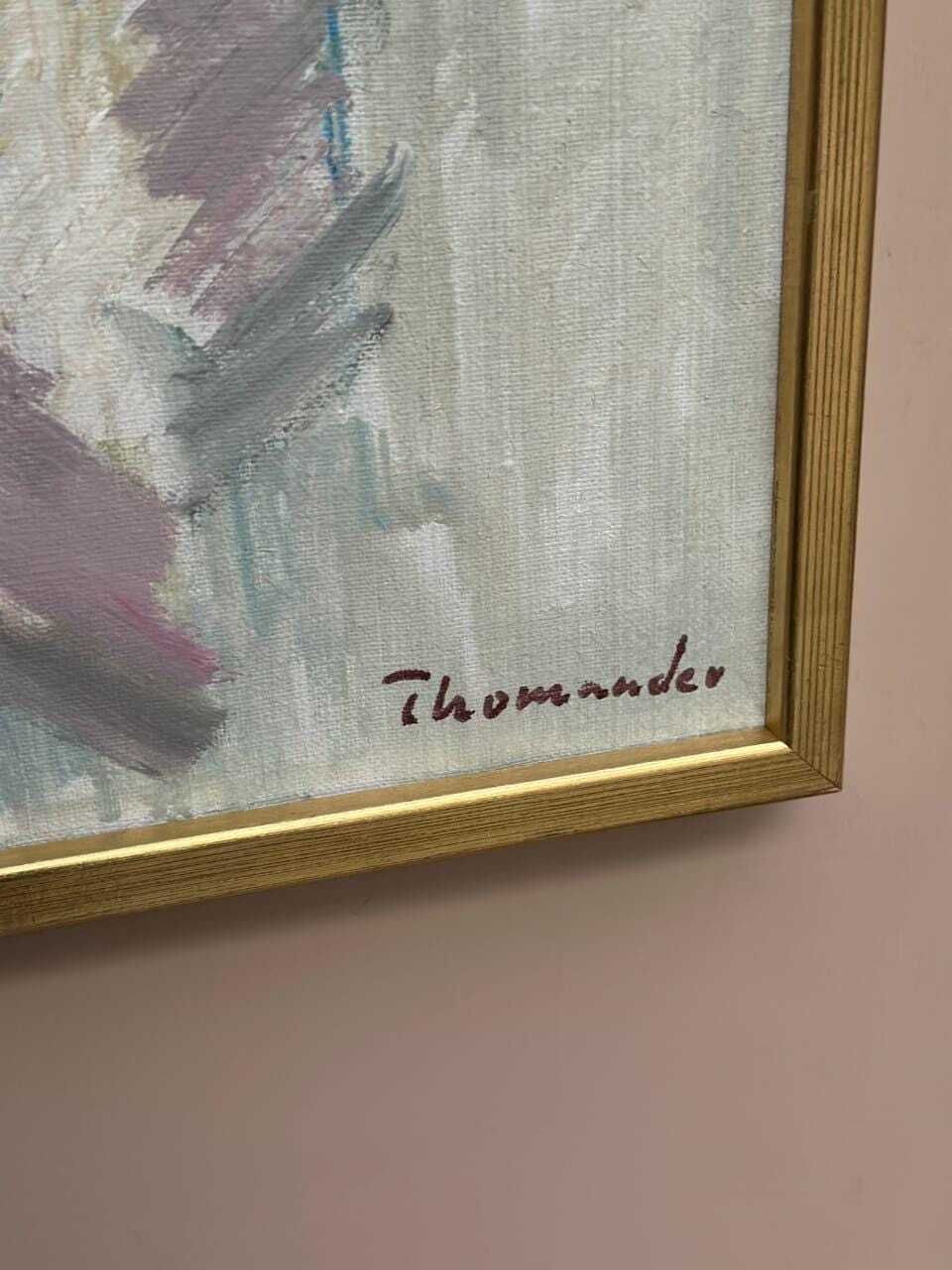 photo buy Original Swedish Oil On Canvas – “Amaryllis And Hyacinths” By Harry Thomander – Vintage & Framed – 64 × 65 Cm (25.2" × 25.6")
