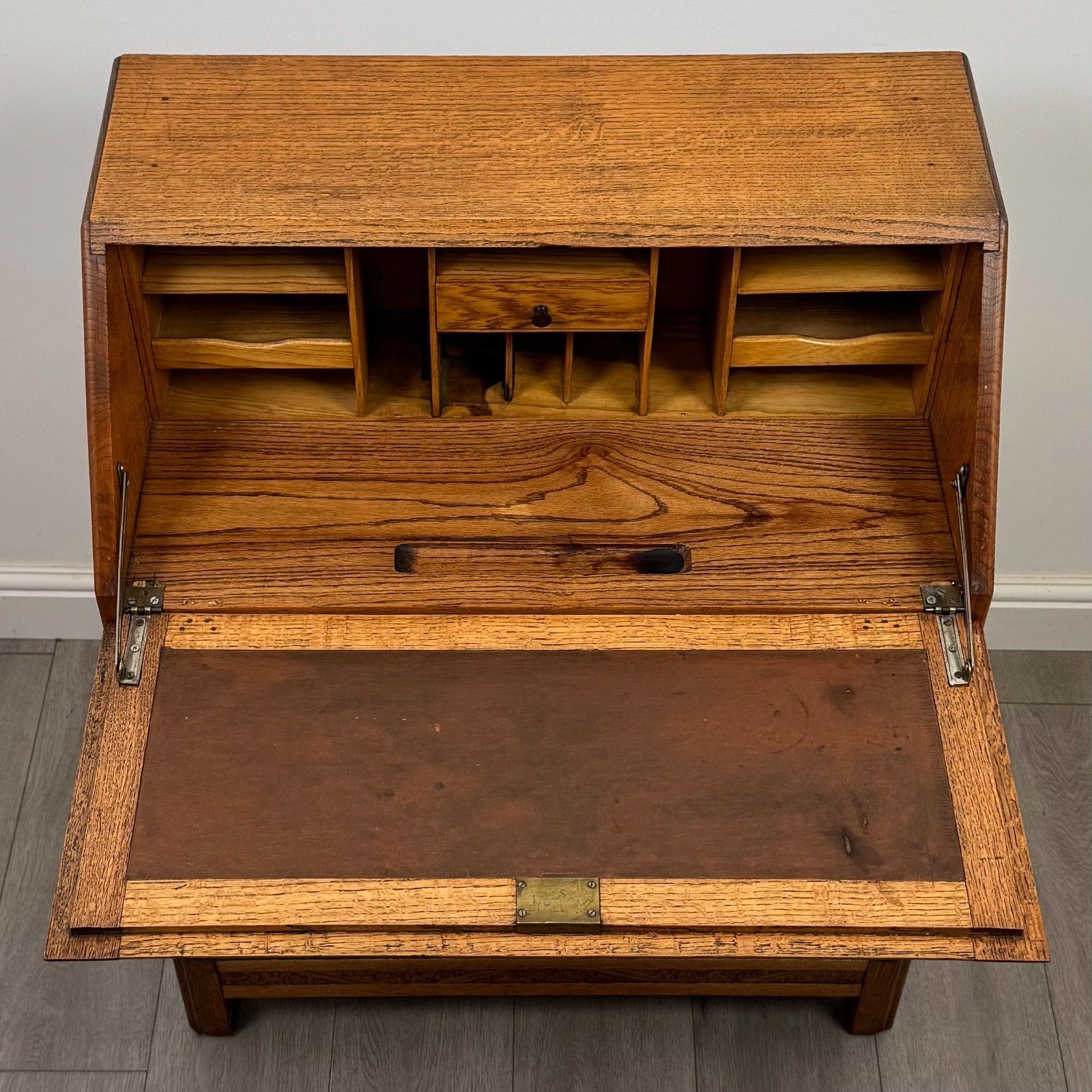 Furniture Antique 20th Century Art Deco Style Golden Oak Bureau ( Af 5497 ) photo