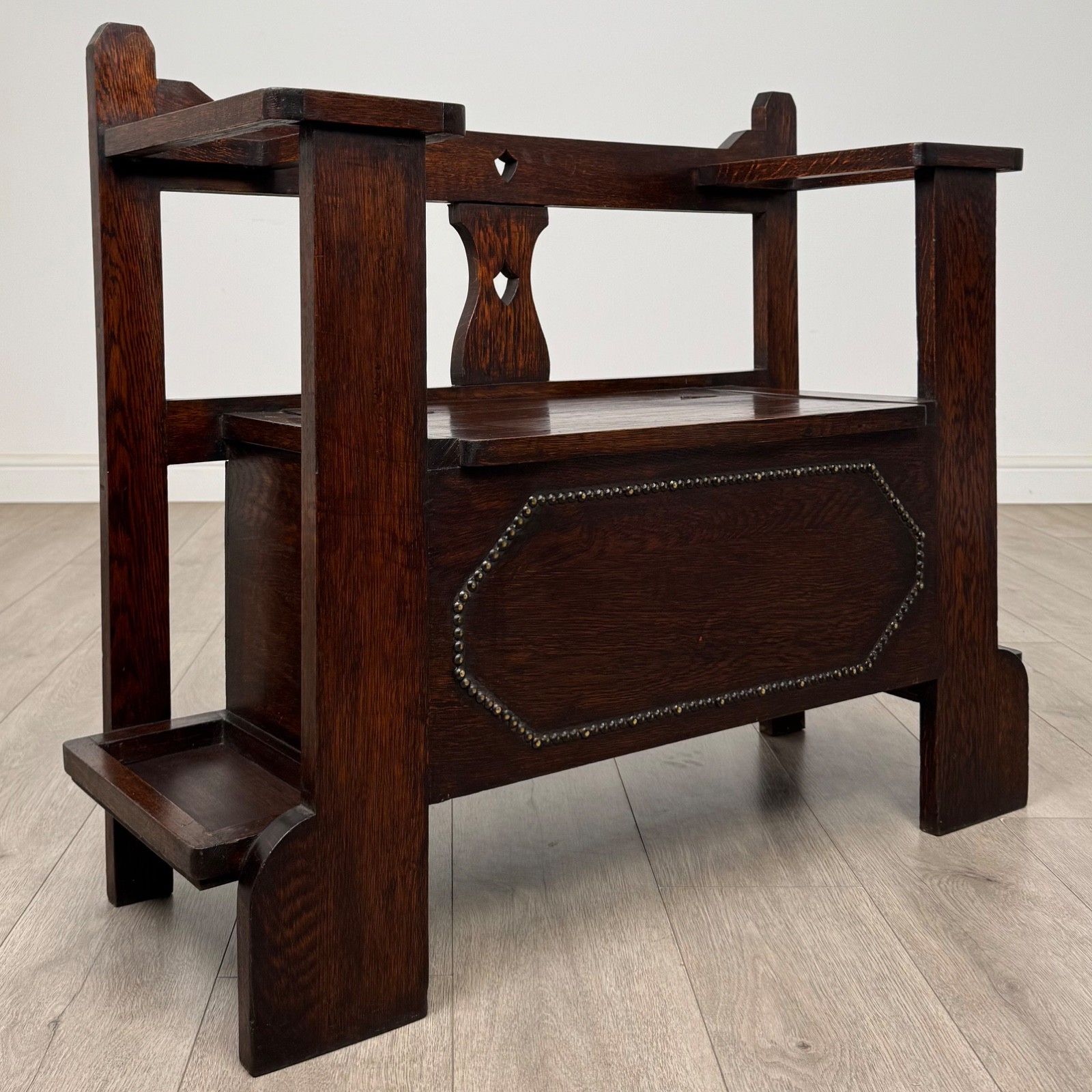 Antique 20th Century Edwardian Hall Seat In Oak ( Af 5504 ) photo vintage