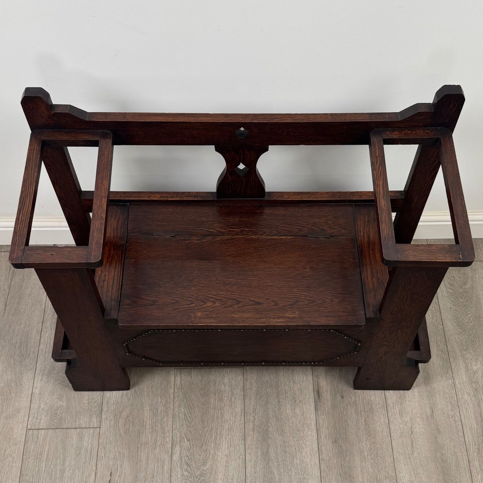 photo furniture Antique 20th Century Edwardian Hall Seat In Oak ( Af 5504 )