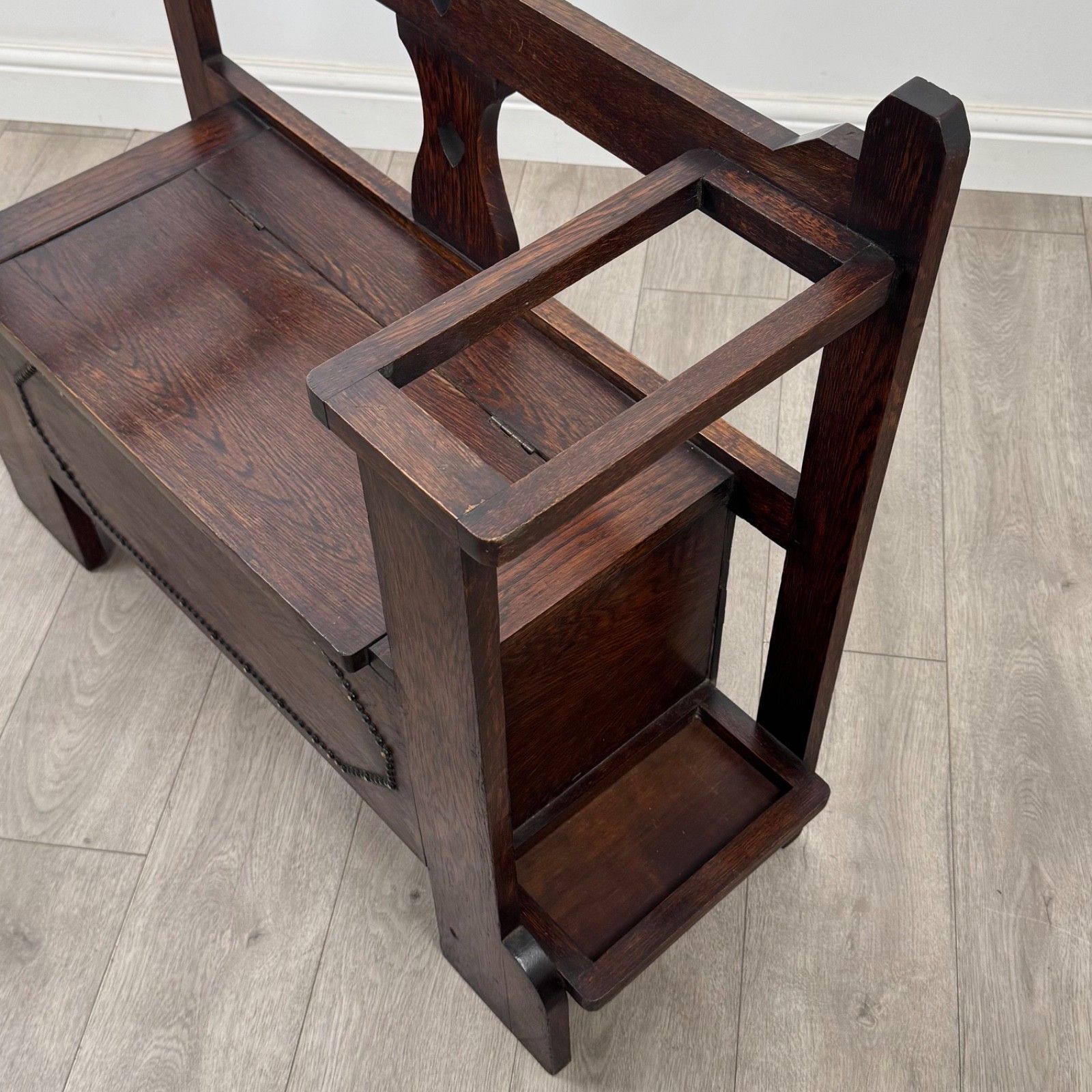 Furniture Antique 20th Century Edwardian Hall Seat In Oak ( Af 5504 ) photo