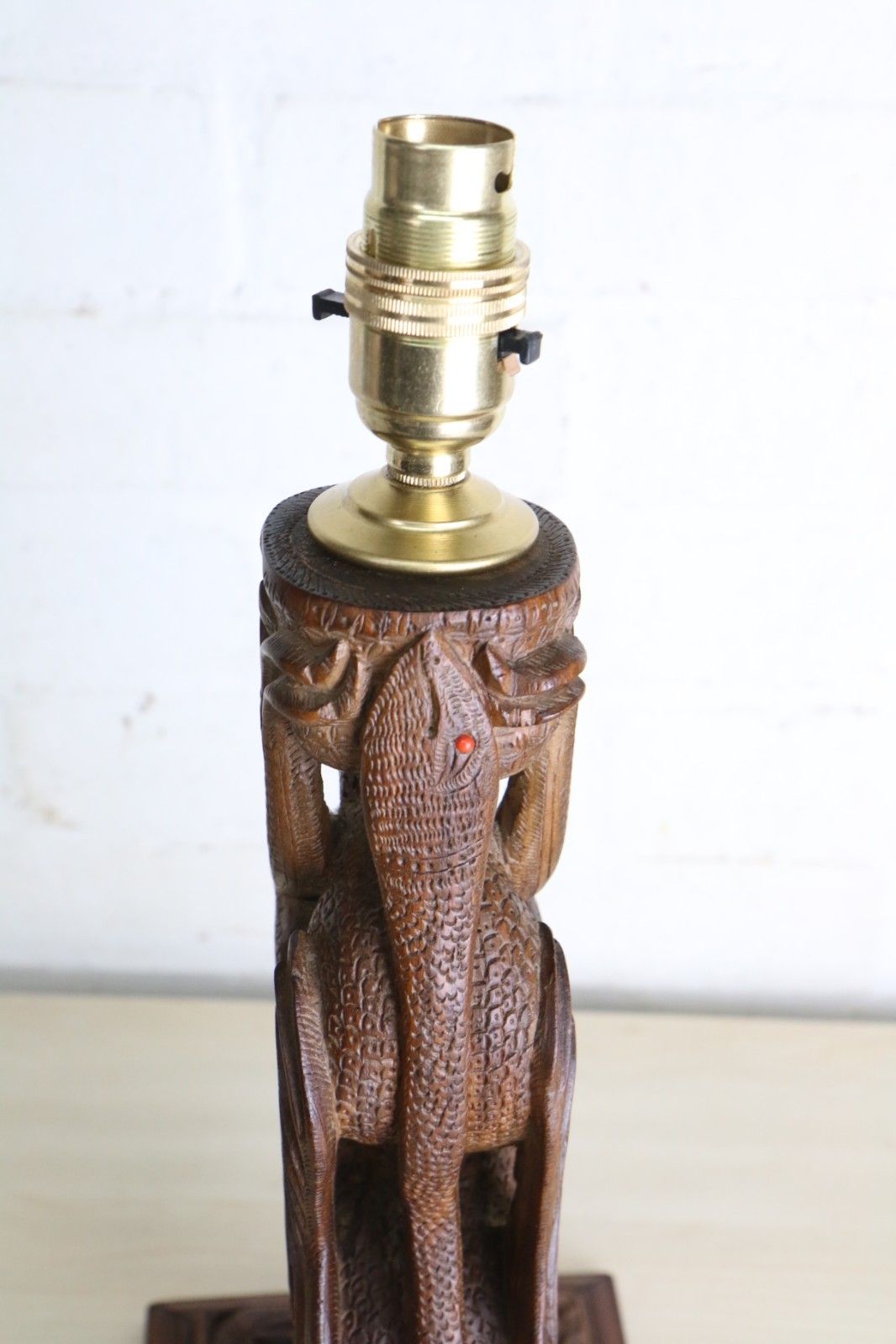photo for sale Table Lamp A Vintage Carved Dragon Table Lamp Teak Wood South East Asian