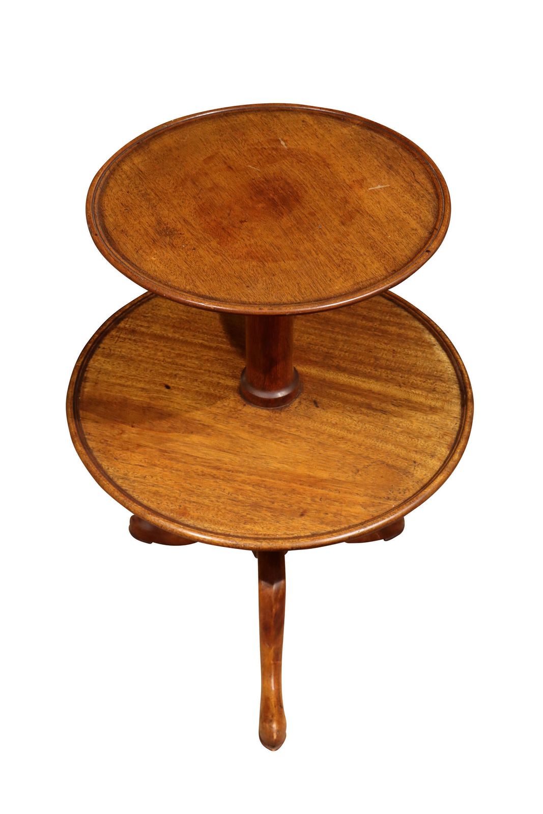 Early Victorian Mahogany Two Tier Revolving Dumb Waiter On Tripod Base, Circa 1850 photo for sale