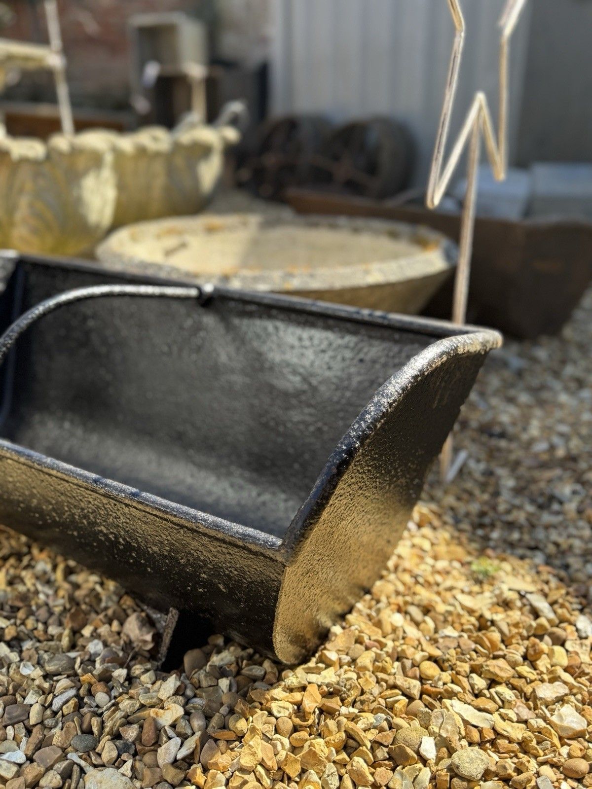 Antique Black Cast Iron Trough Feeder / Garden Planter Plant Pot / Log Holder photo furniture