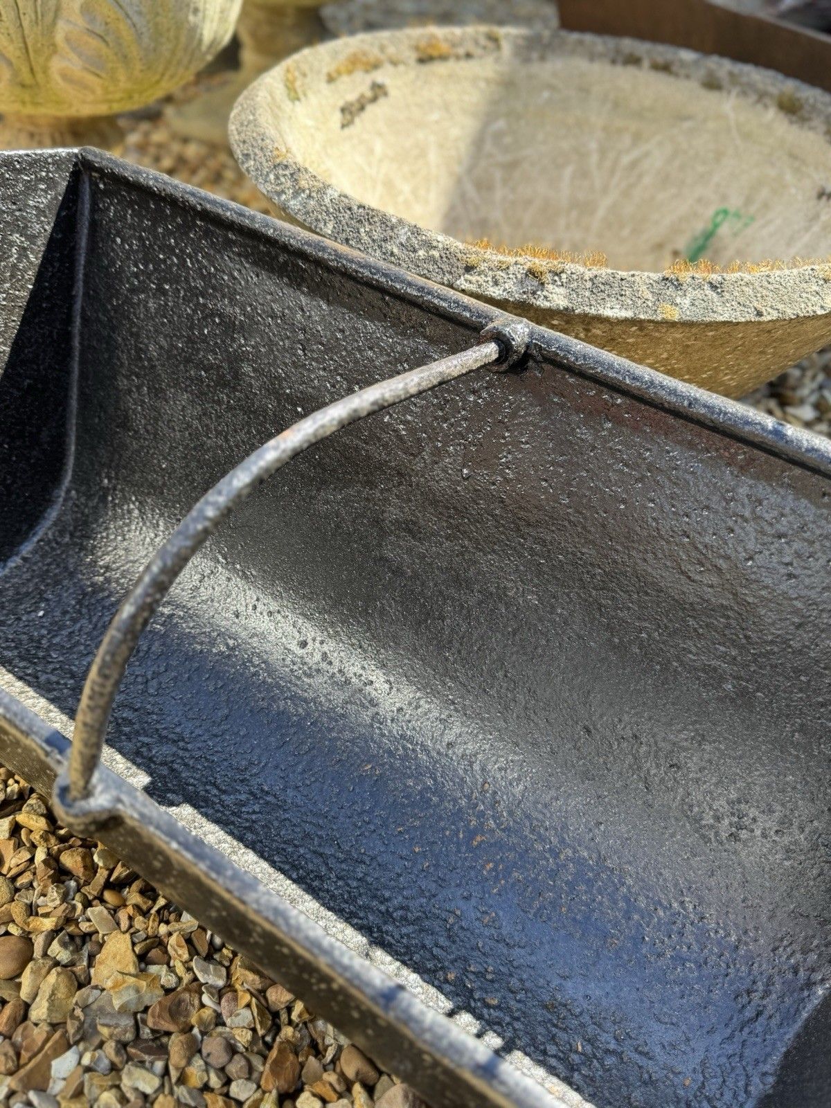 Antique Black Cast Iron Trough Feeder / Garden Planter Plant Pot / Log Holder photo 175.0