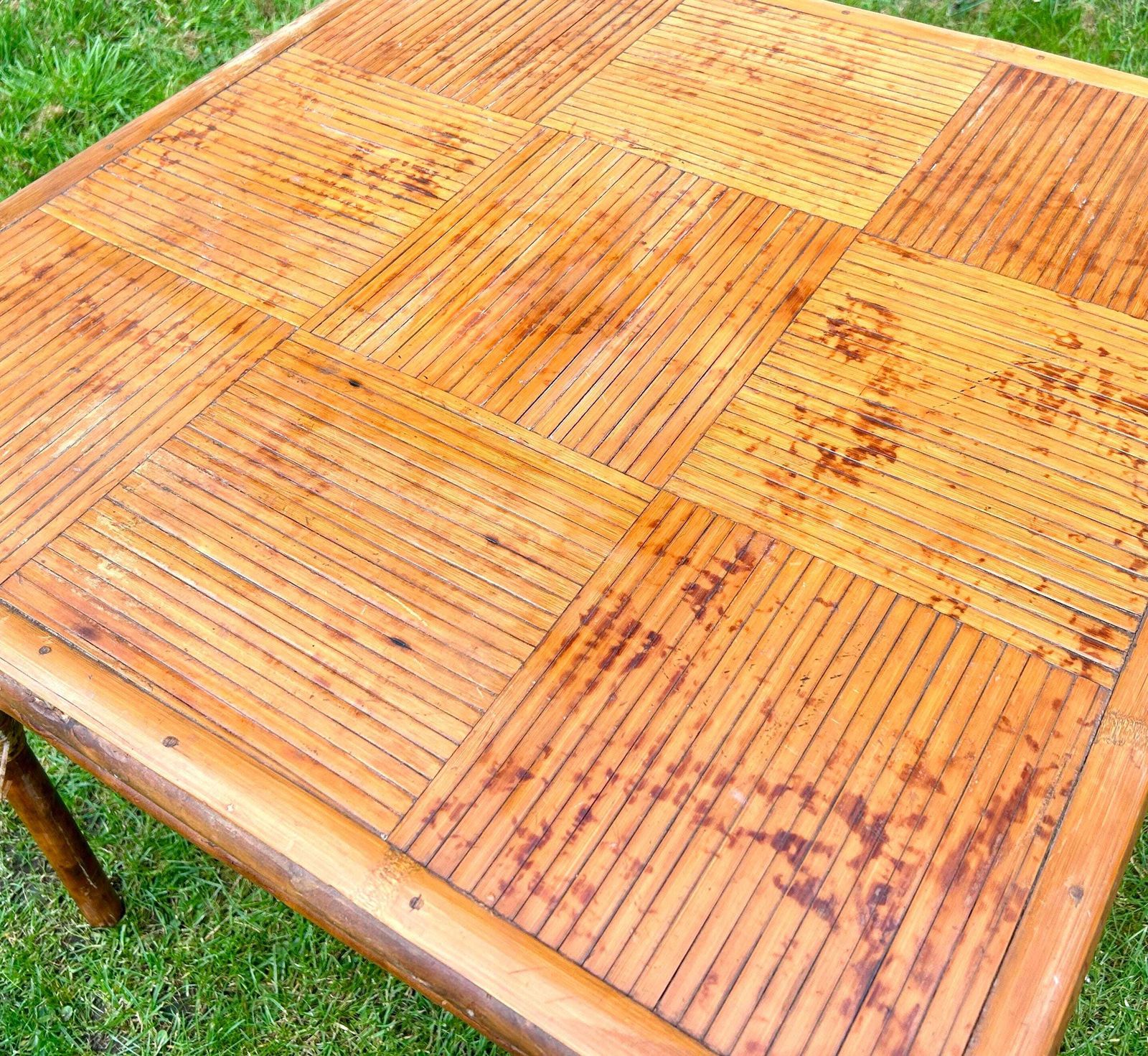 Mid Century Tiger Bamboo Table Kitchen Garden Coffee Hall Occasional Wooden Desk Industrial Antique Vintage Retro photo Furniture