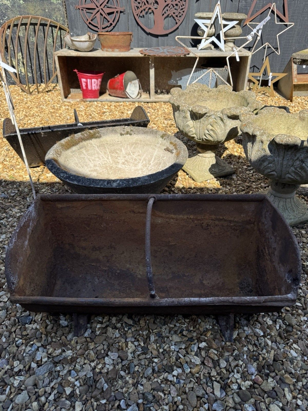Antique Cast Iron Trough Feeder / Garden Planter Plant Pot / Log Holder Rustic photo furniture