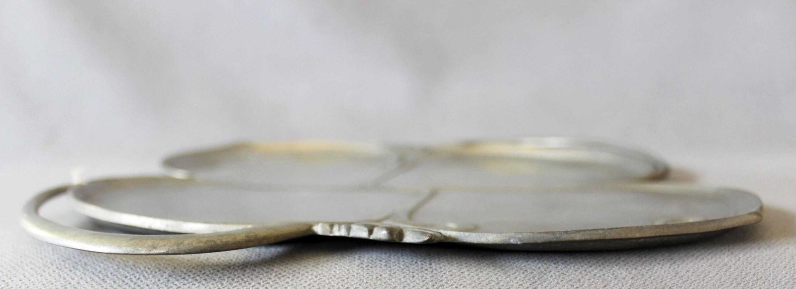 photo buy Large Vintage Pewter Centerpiece Tray, 94% Etain Pur, Four Leaf Clover Art Nouveau Design, Flat Platter, Potstainiers Hutois Belgium