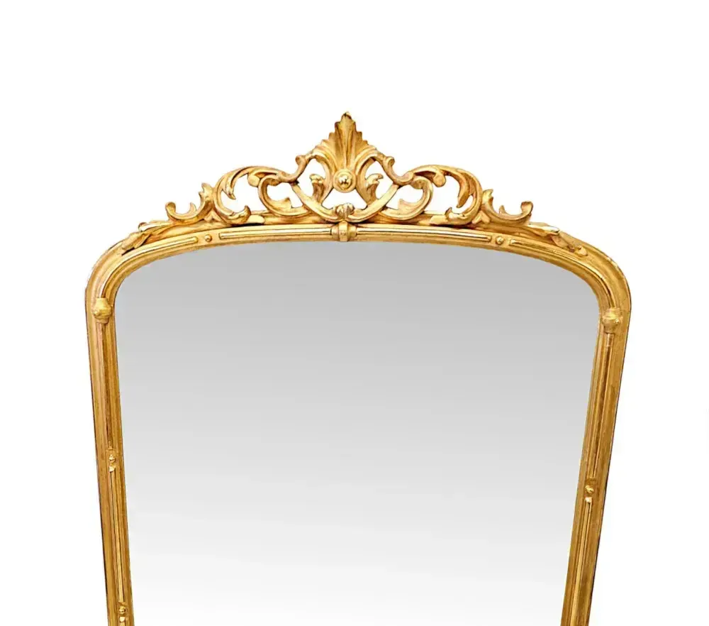 A Fabulous 19th Century Archtop Giltwood Overmantel Mirror With Central Cartouche photo for sale
