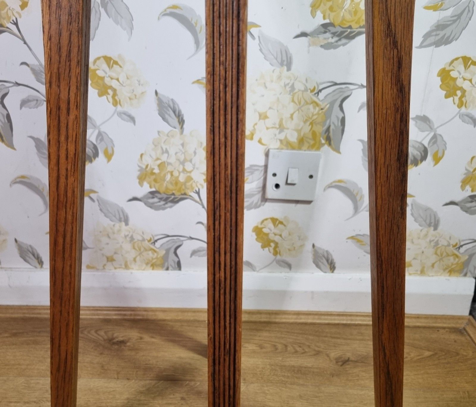 photo for sale Antique Arts & Crafts Plant Stand Torchere Golden Oak Reeded Legs 74cm Tall