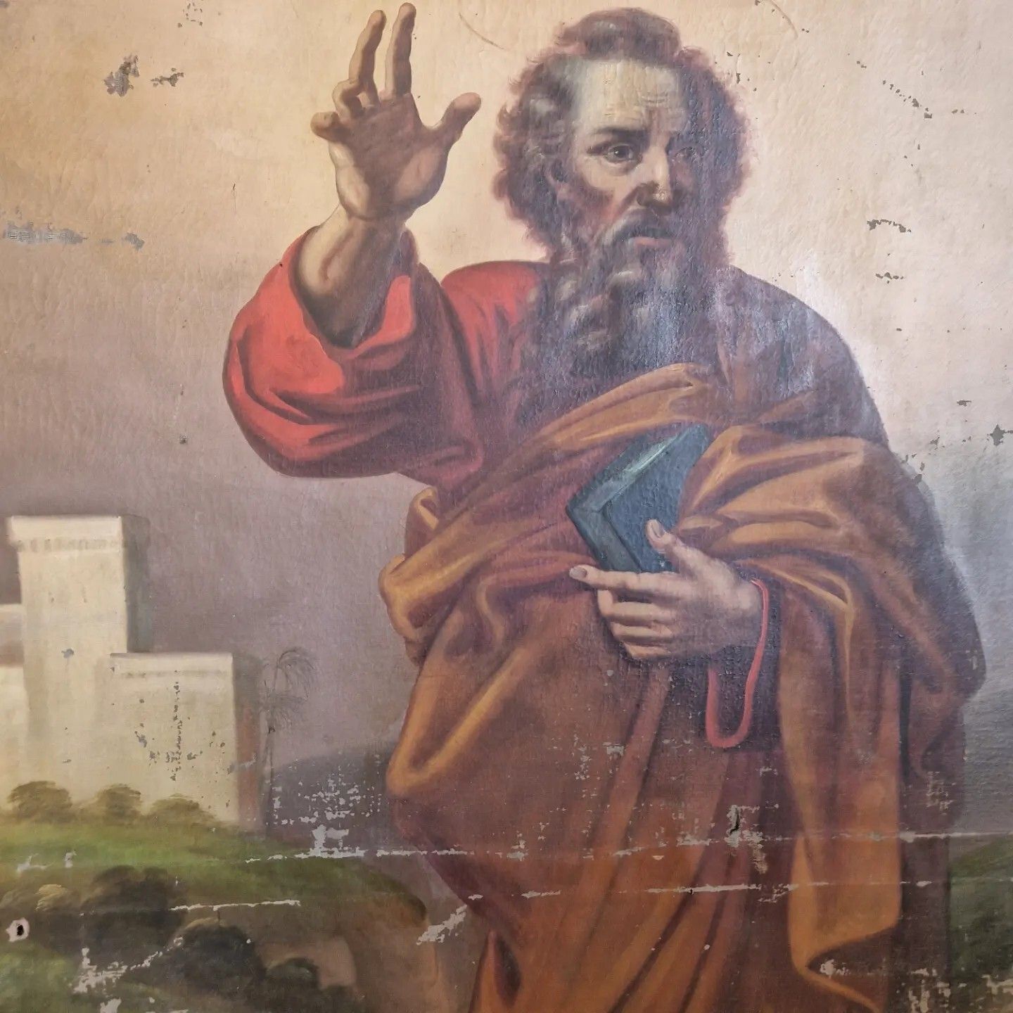Antique Large Oil Painting Saint Matthias The Apostle 18th Century photo for sale