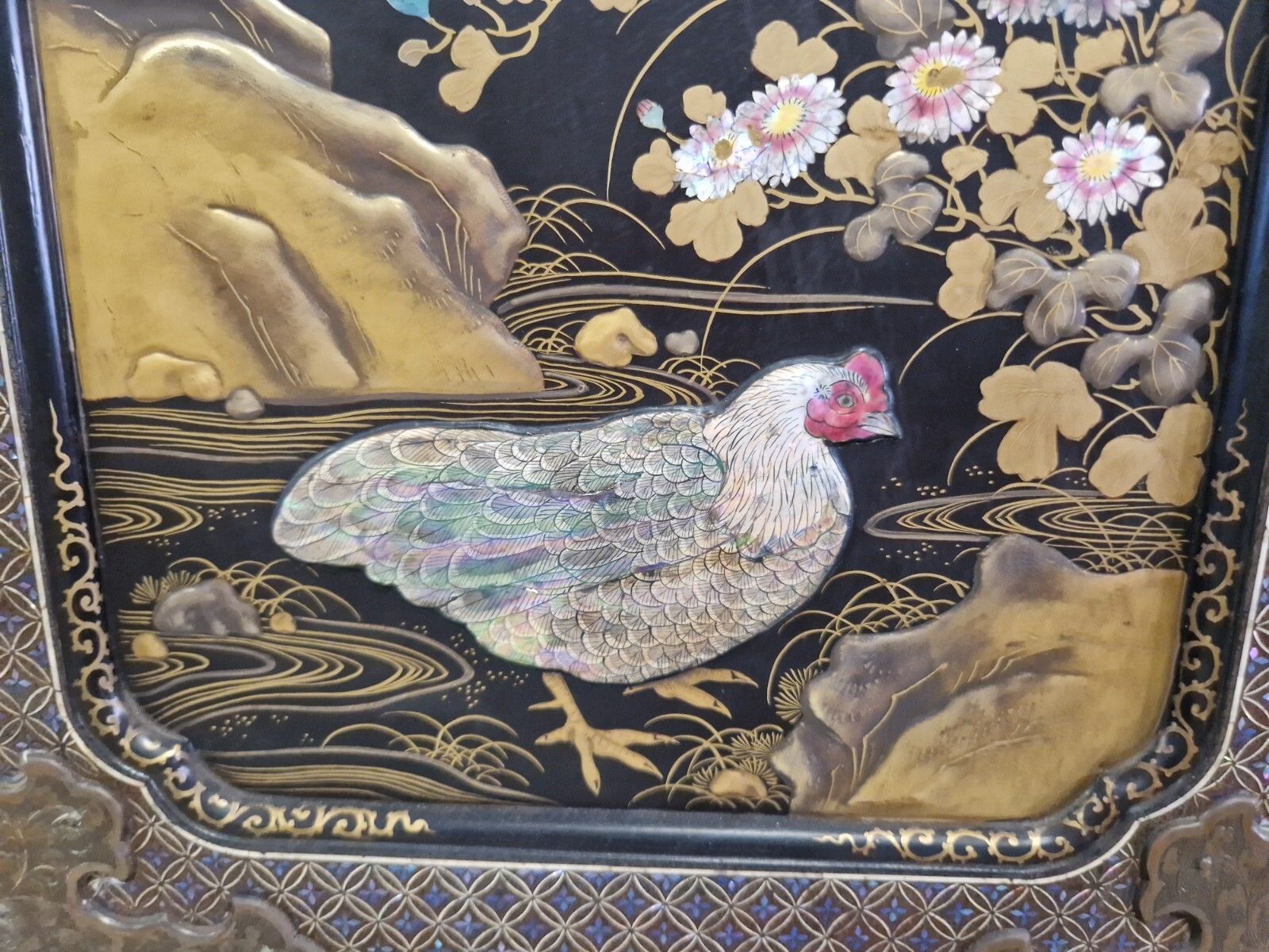 1595.0 Antique Japanese Cabinet 19th Century Lacquered Mother Of Pearl 1850 photo
