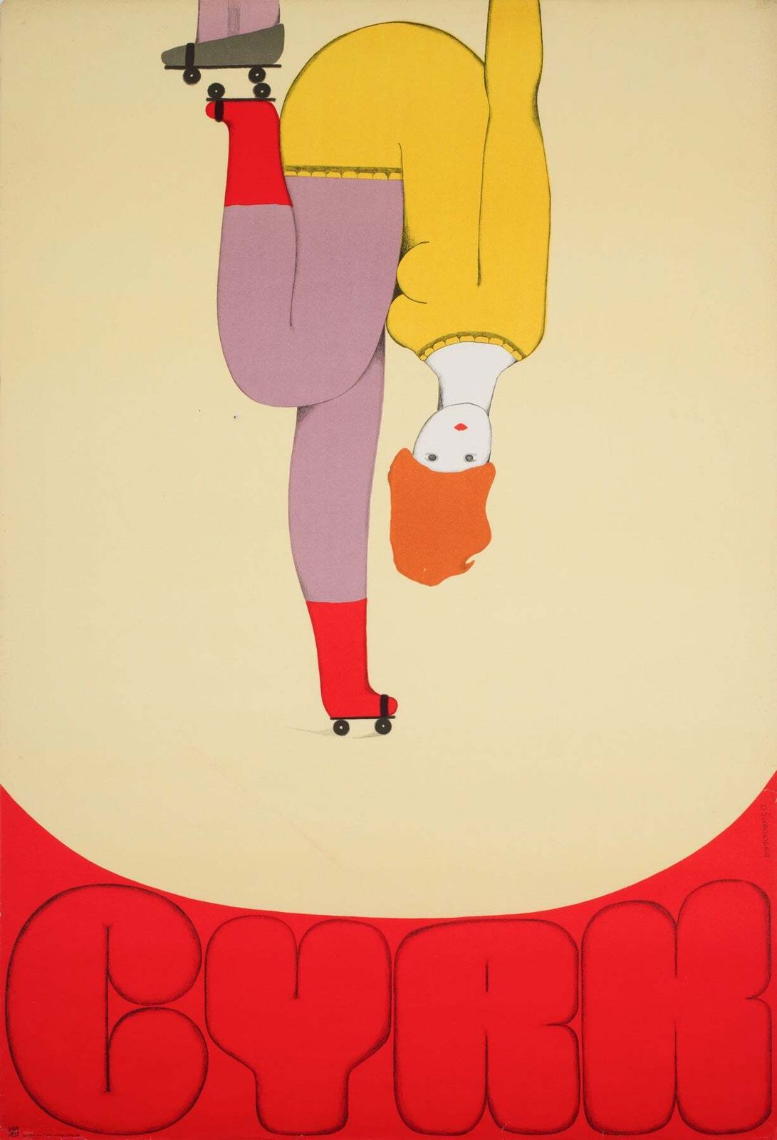 Affiche de cirque polonaise Cyrk, patineuse acrobatique, 1970, Danuta Żukowska
