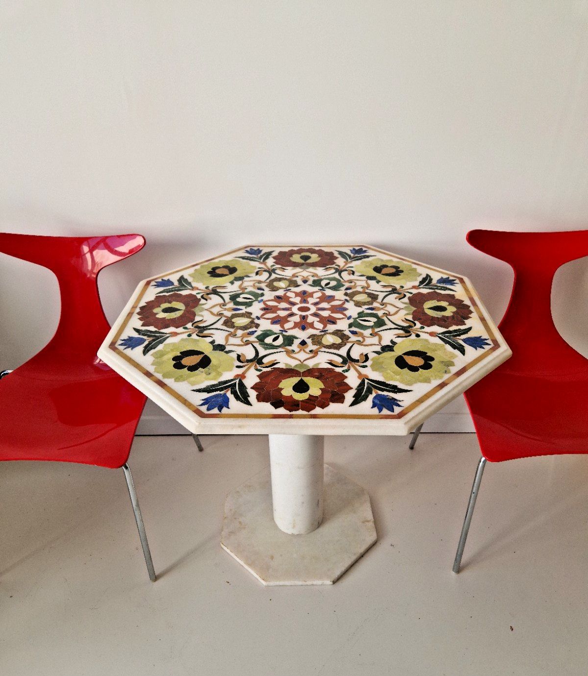 Post Modern Italian Marble Table Pietra Dura With Floral Inlays Interior Design photo 1200.0