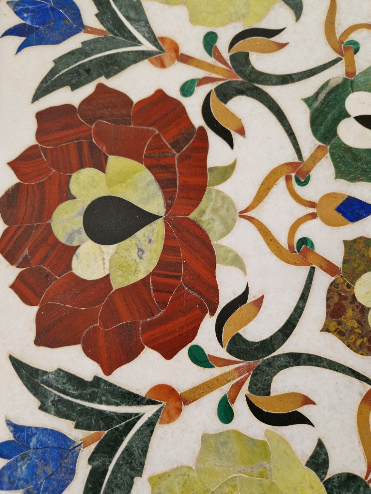 photo for sale Post Modern Italian Marble Table Pietra Dura With Floral Inlays Interior Design