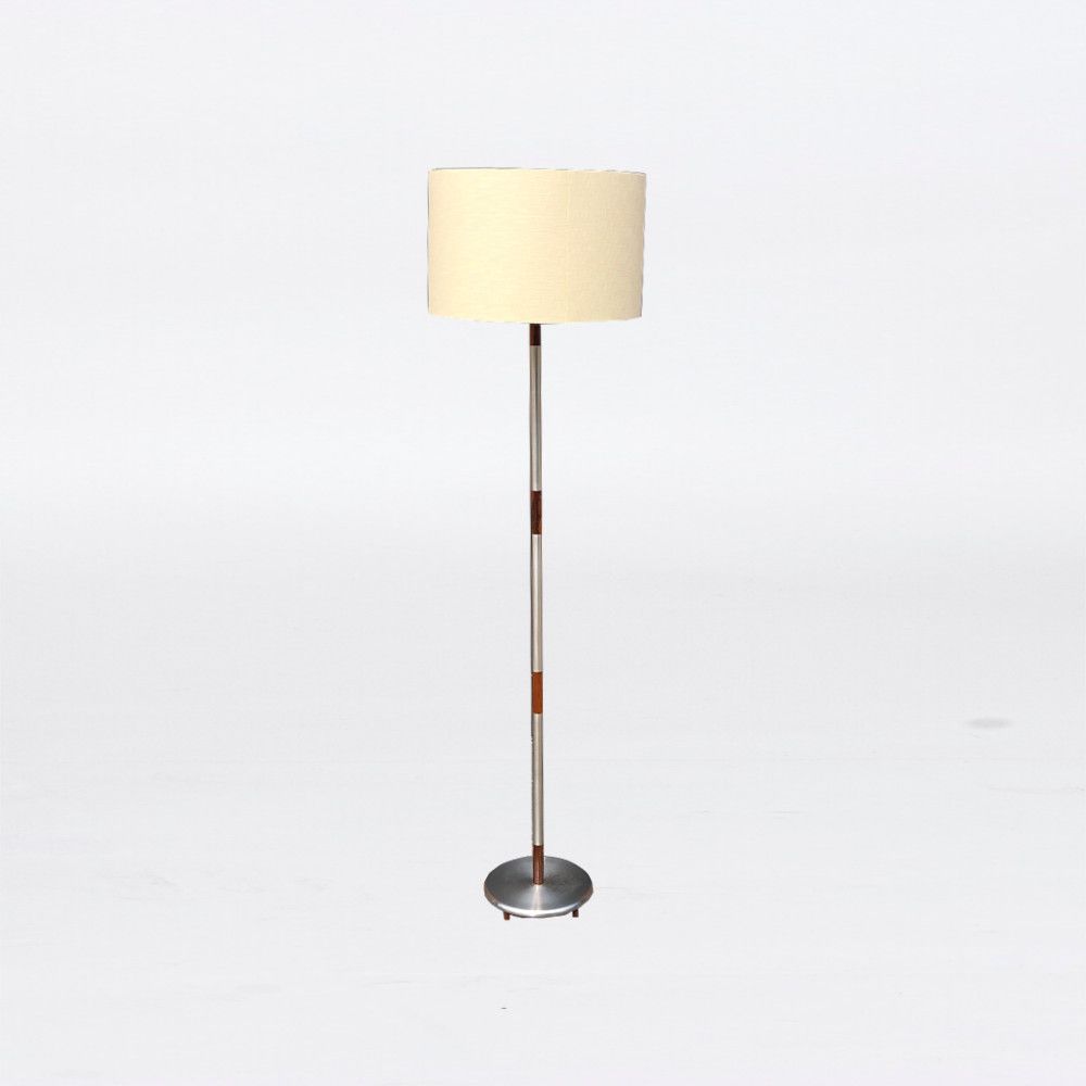 Danish Aluminium And Rosewood Standard Lamp With Feet