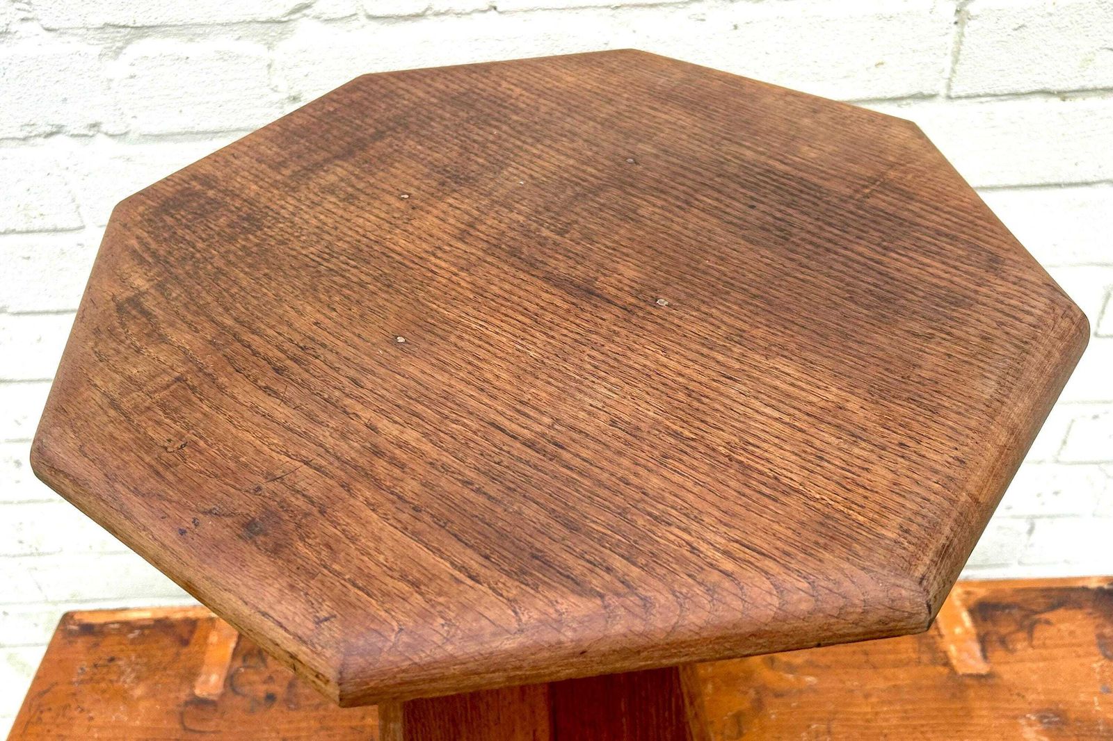 Arts And Crafts Oak Antique Side Wine Table Vintage Wooden Victorian Hall Desk Industrial Occasional Coffee photo vinterior