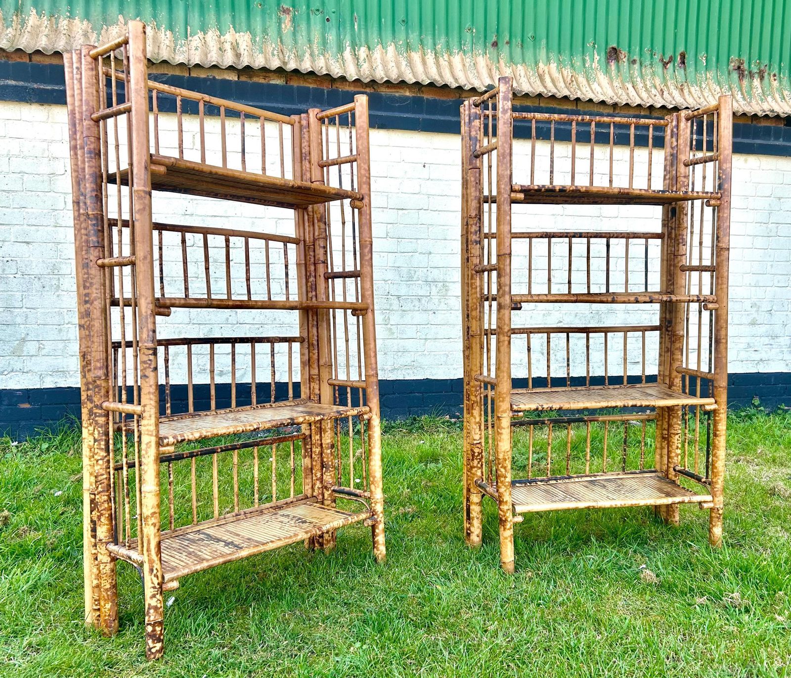 Tiger Bamboo Folding Bookshelf Cabinet Bedroom Wooden Industrial Antique Vintage Retro Bookshelves Library Mid Century Bookcase Book