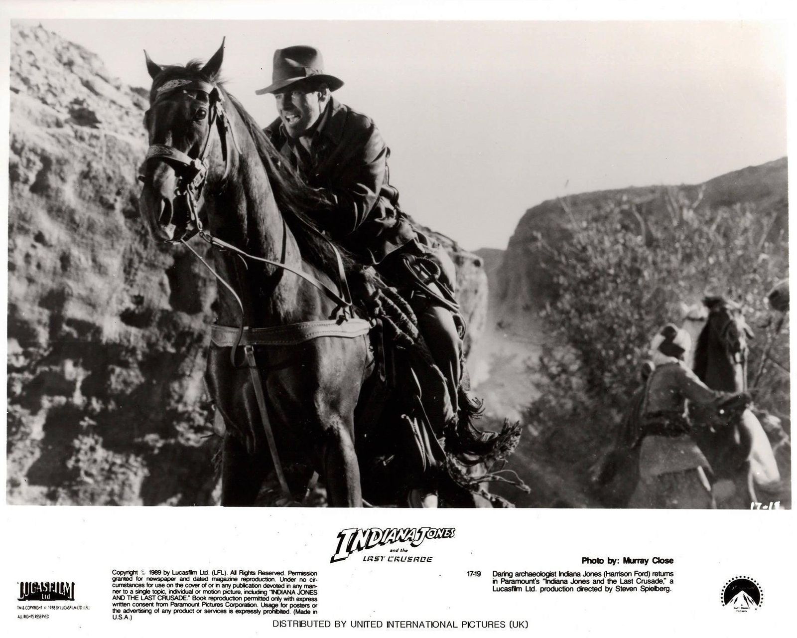 Photo de presse originale encadrée, Indiana Jones and the Last Crusade, 1989 photo vinterior