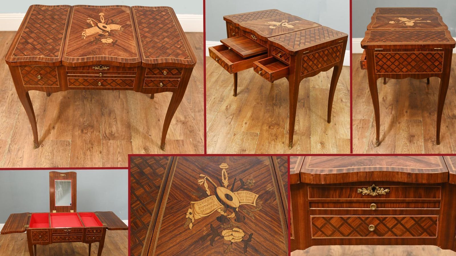 Furniture Antique French Louis XVI Kingwood Bonheur Du Jour Dressing photo