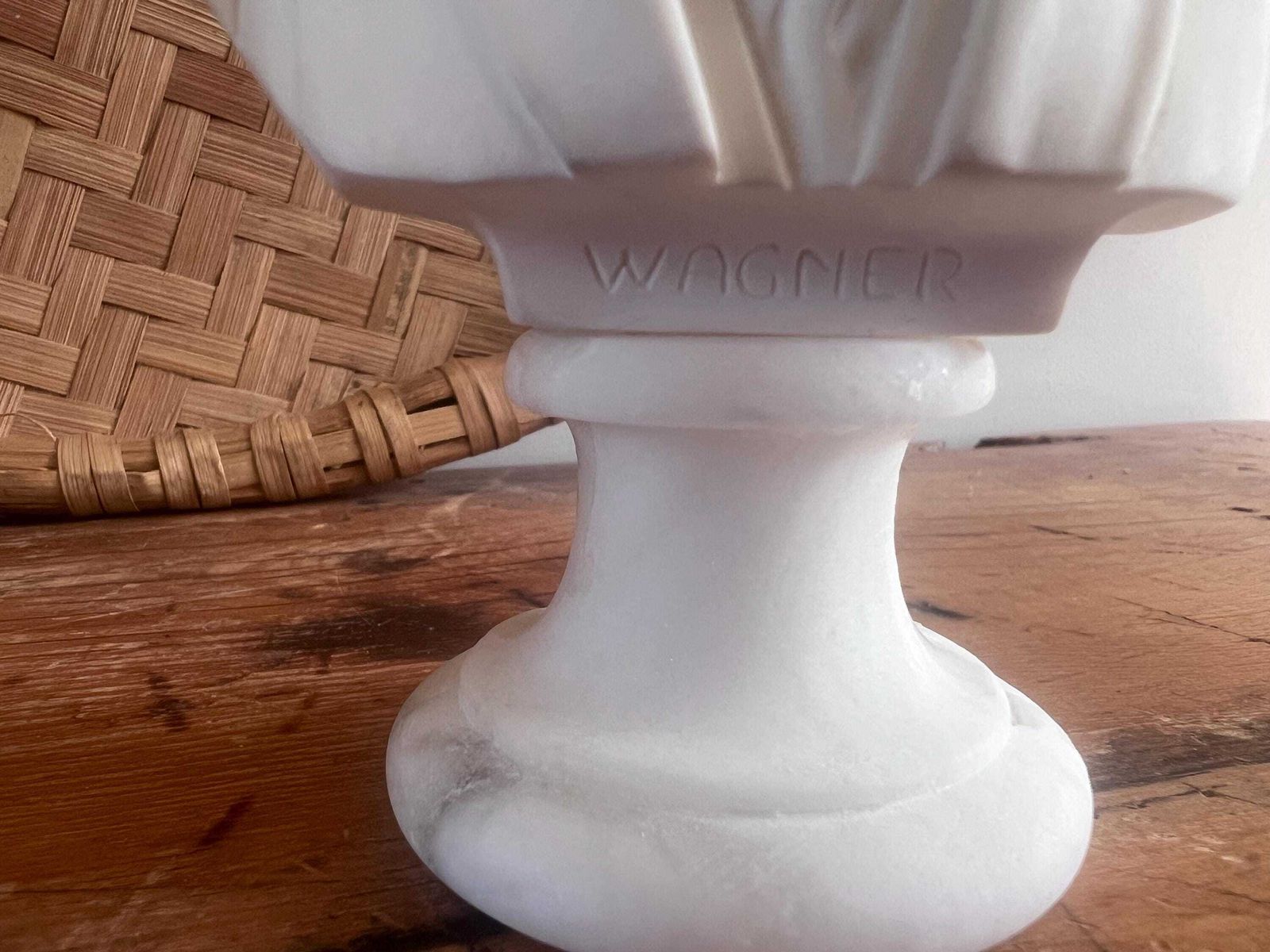 Vintage A. Giannelli Alabaster Busts   Mozart & Wagner Set | Italian Carved Composer Statues | Neo Classical Hollywood Regency Dark Academia photo vinterior
