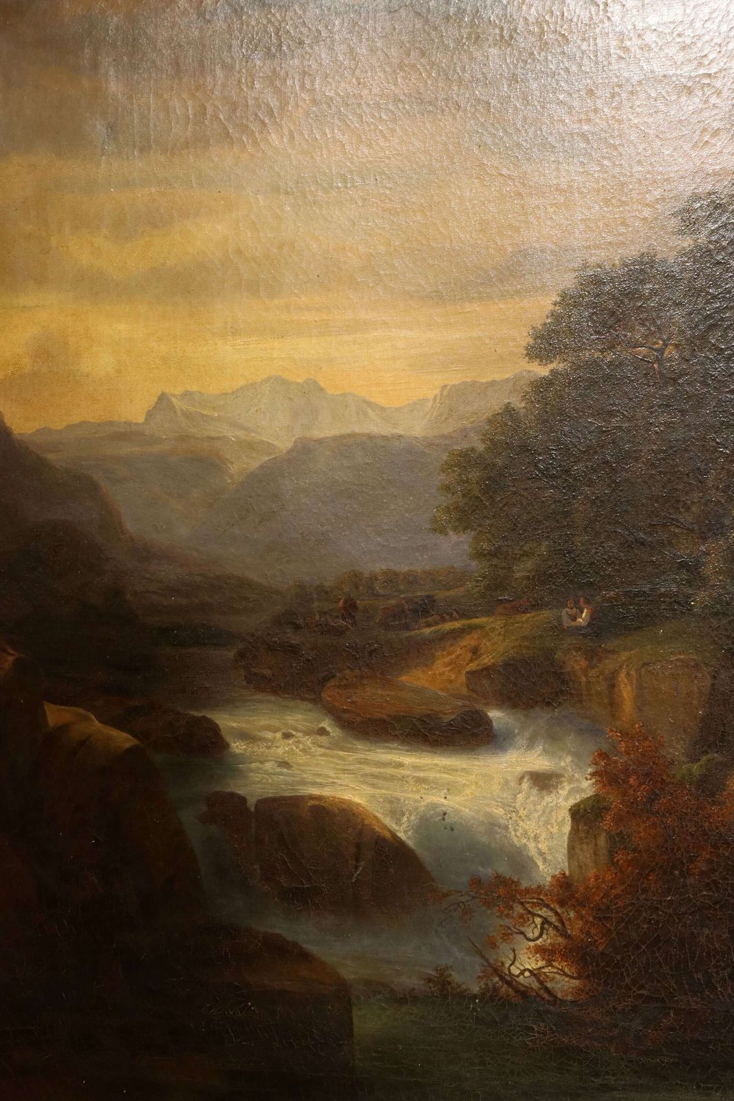Large 19th Century Continental School Landscape Oil Painting In Original Gilt Frame photo Art
