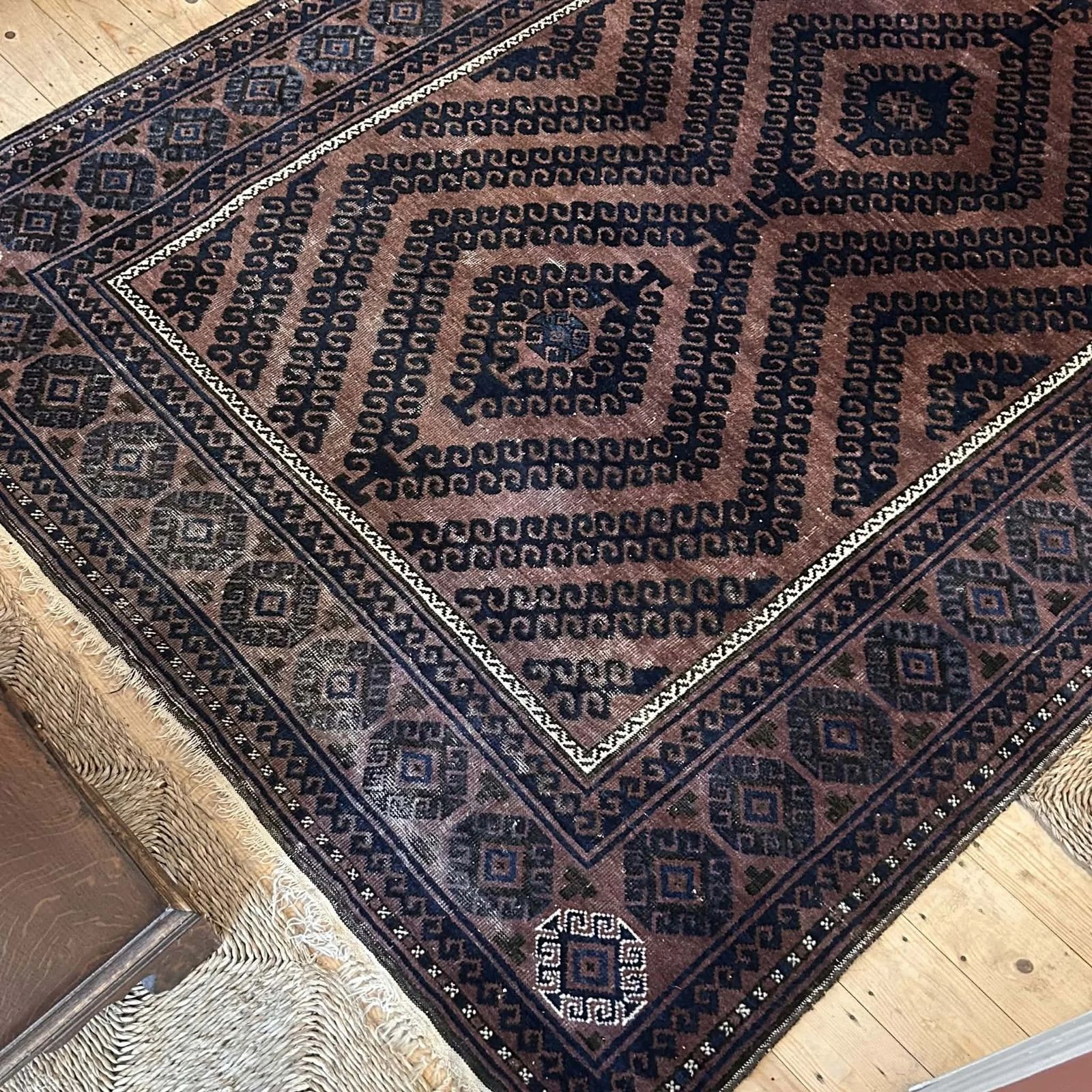 Large Hand Stitched Balouch Indigo Blue Rug photo Textiles