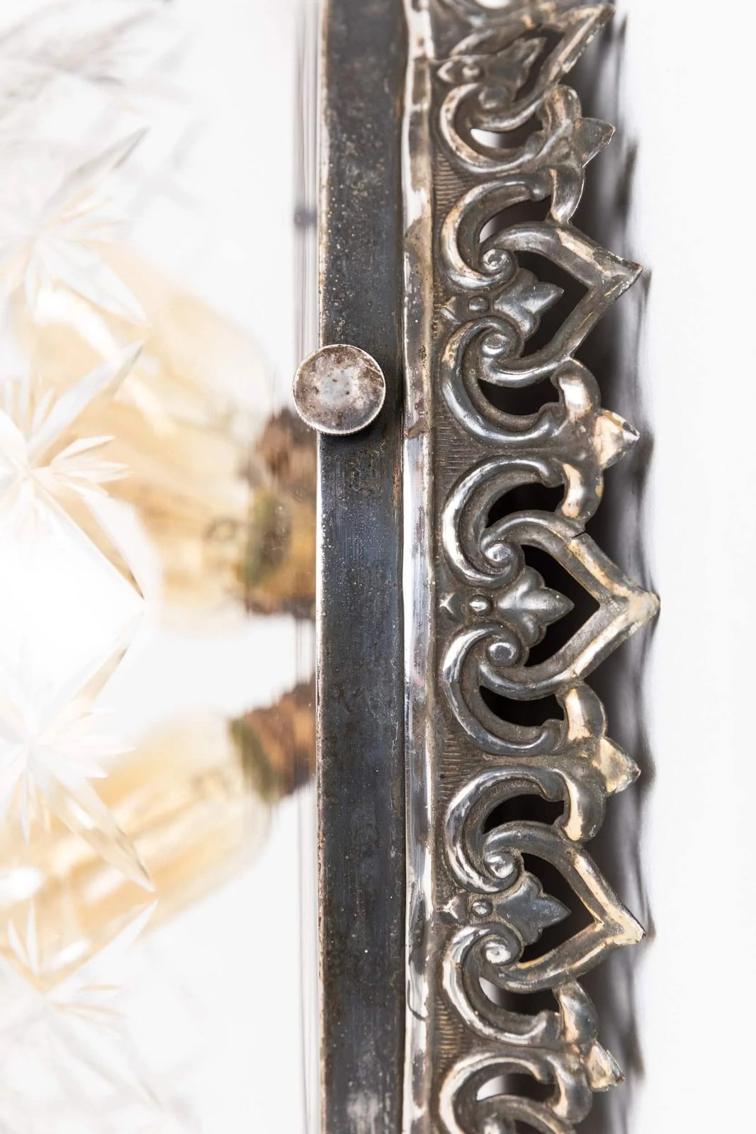 Xl Edwardian Silver Plated Cut Glass Ceiling Light photo 1350.0