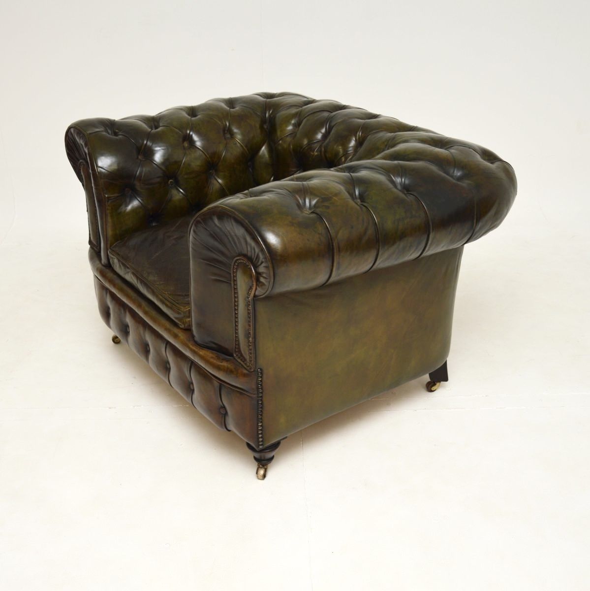 Antique Victorian Leather Chesterfield Armchair photo for sale