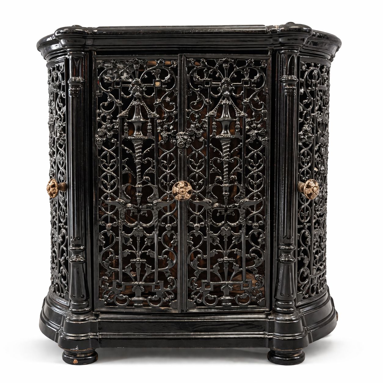 Antique Fireplace Insert Ornate Cast Iron Black Finish photo vintage