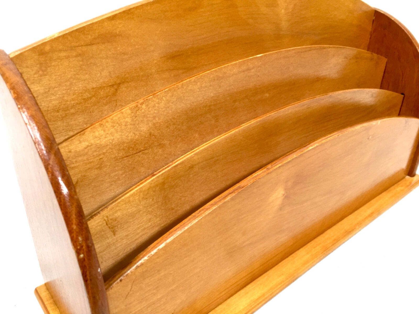 Antique Wooden Desktop Letter Rack / Stationery Holder Mid 20th Century C.1960 photo furniture
