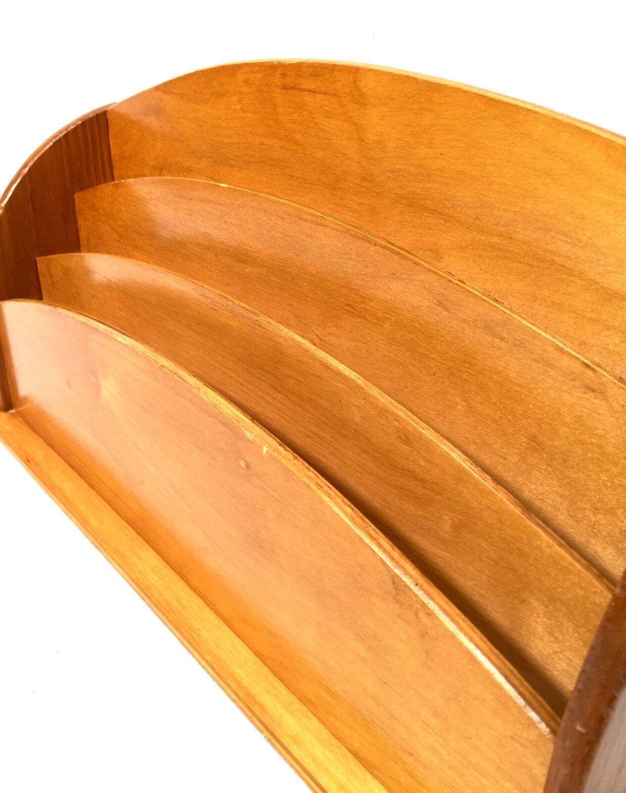 Antique Wooden Desktop Letter Rack / Stationery Holder Mid 20th Century C.1960 photo vinterior
