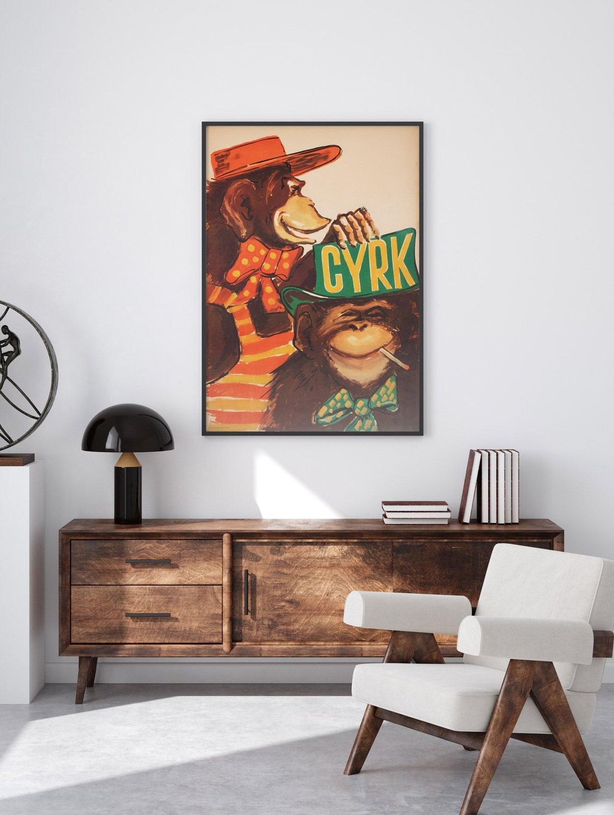 Affiche de cirque polonaise Cyrk, Chimps In Hats, 1971 photo furniture