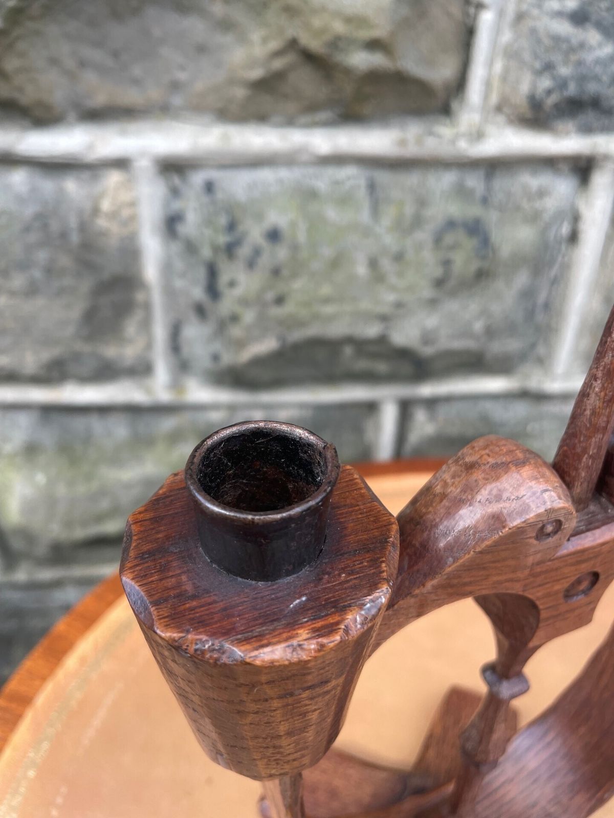 photo for sale Unusual Adzed Oak Candle Stick Manner Robert Mouseman Thompson