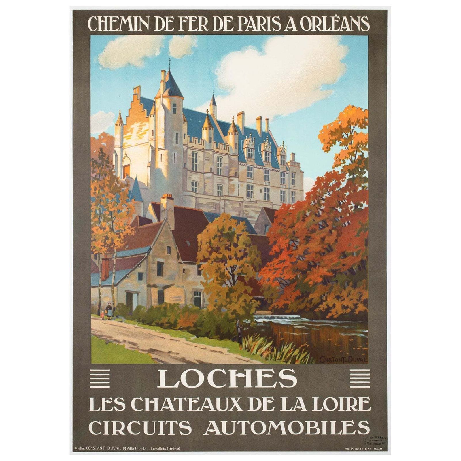 Affiche publicitaire de voyage Loches C1928, Constant Duval