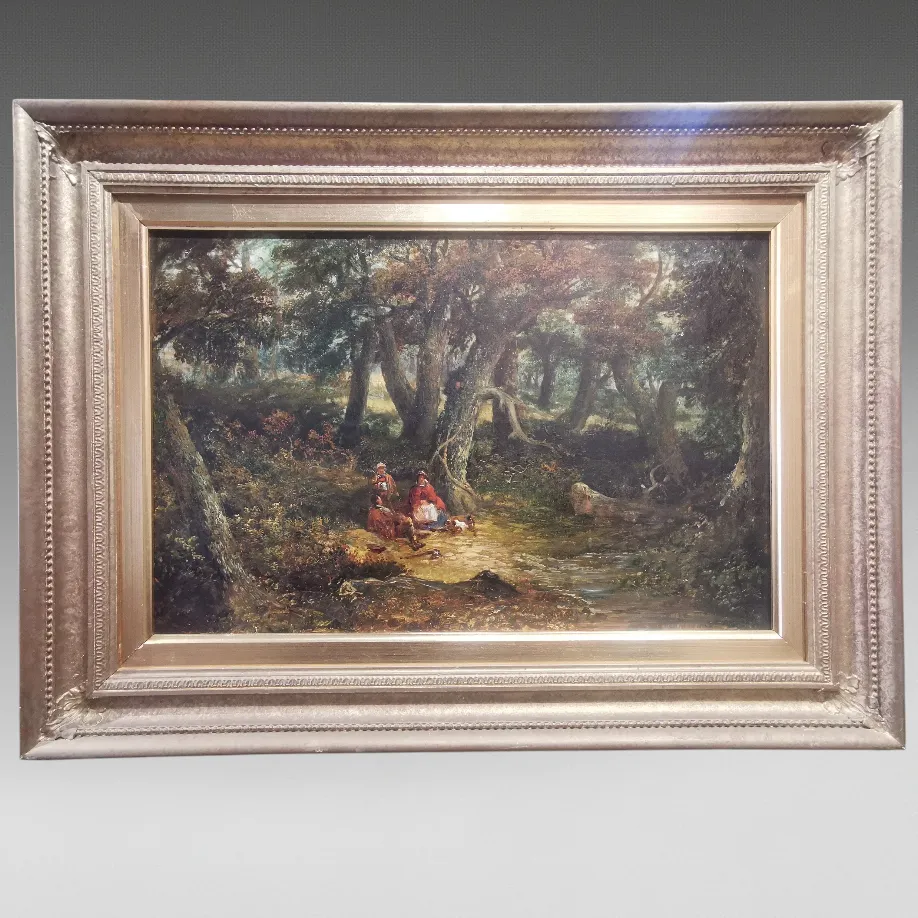 Victorian Oil On Canvas Of People Sat In A Forest  Attributed To Joseph Thors photo furniture