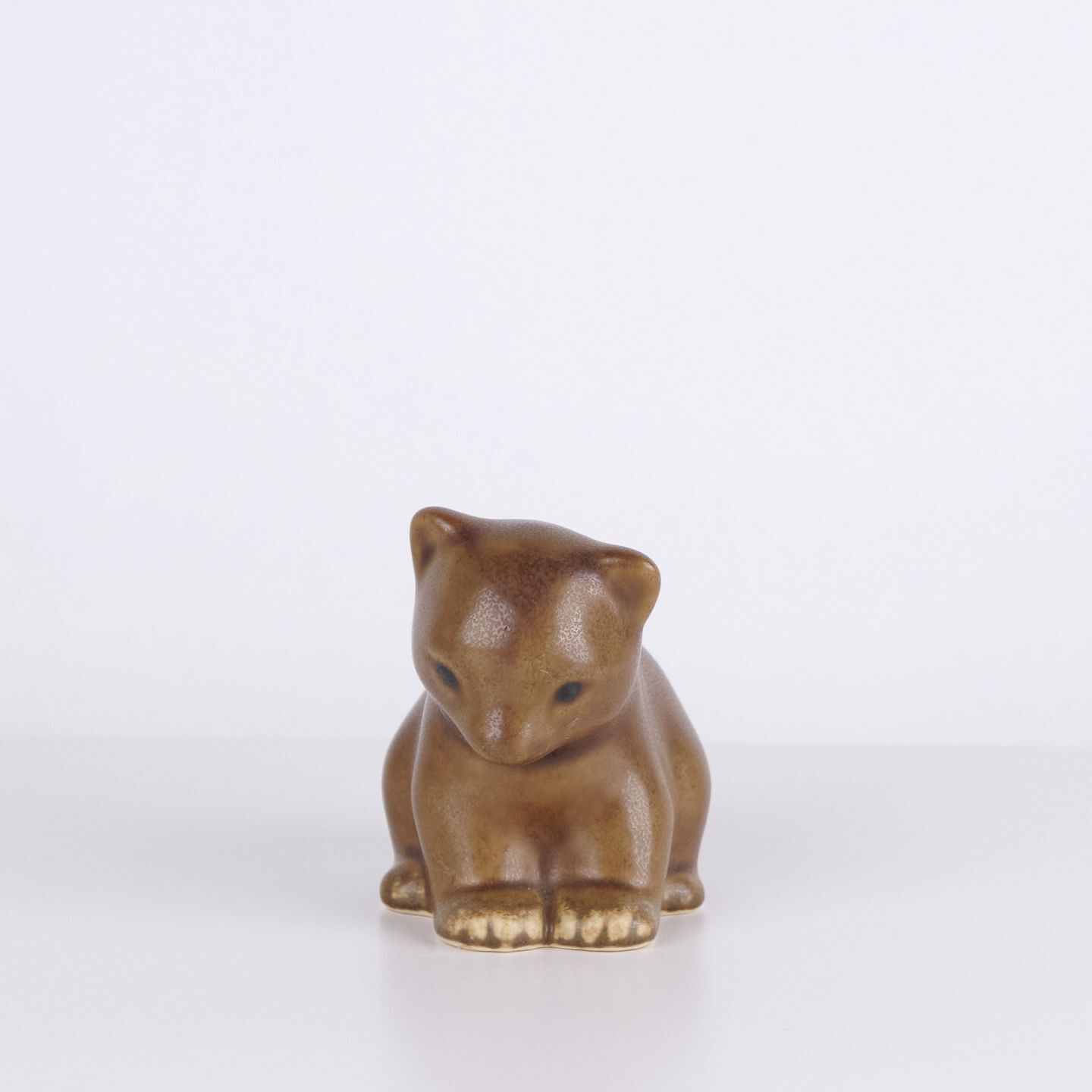 Knud Basse Cat Figure In Glazed Ceramic, Danish Design, 1960s