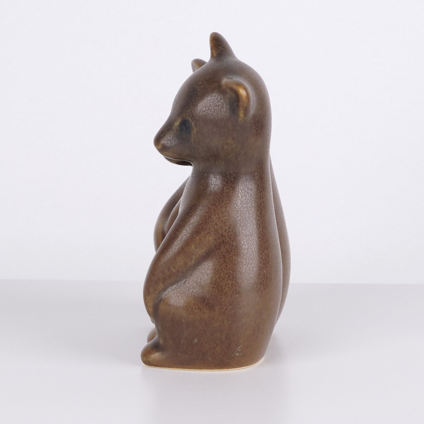 Knud Basse Pair Of Bear Figure In Brown Glazed Ceramic, Danish Design, 1960s photo for sale